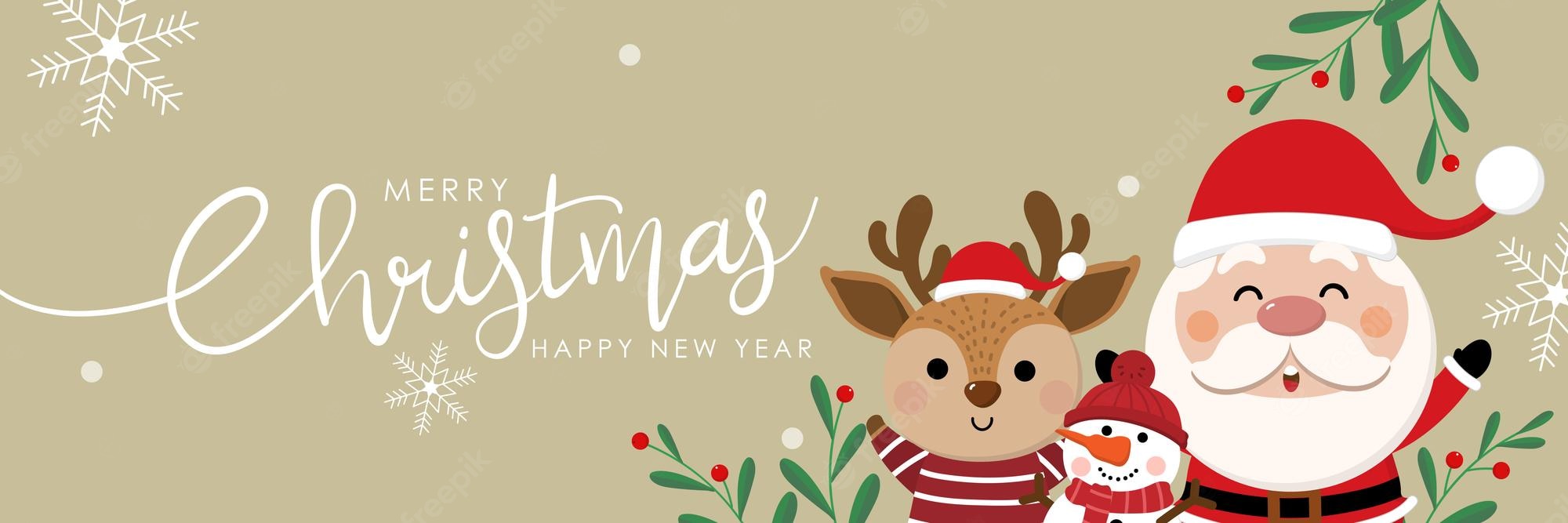 Premium Vector. Merry christmas and happy new year 2023 greeting card with cute santa claus