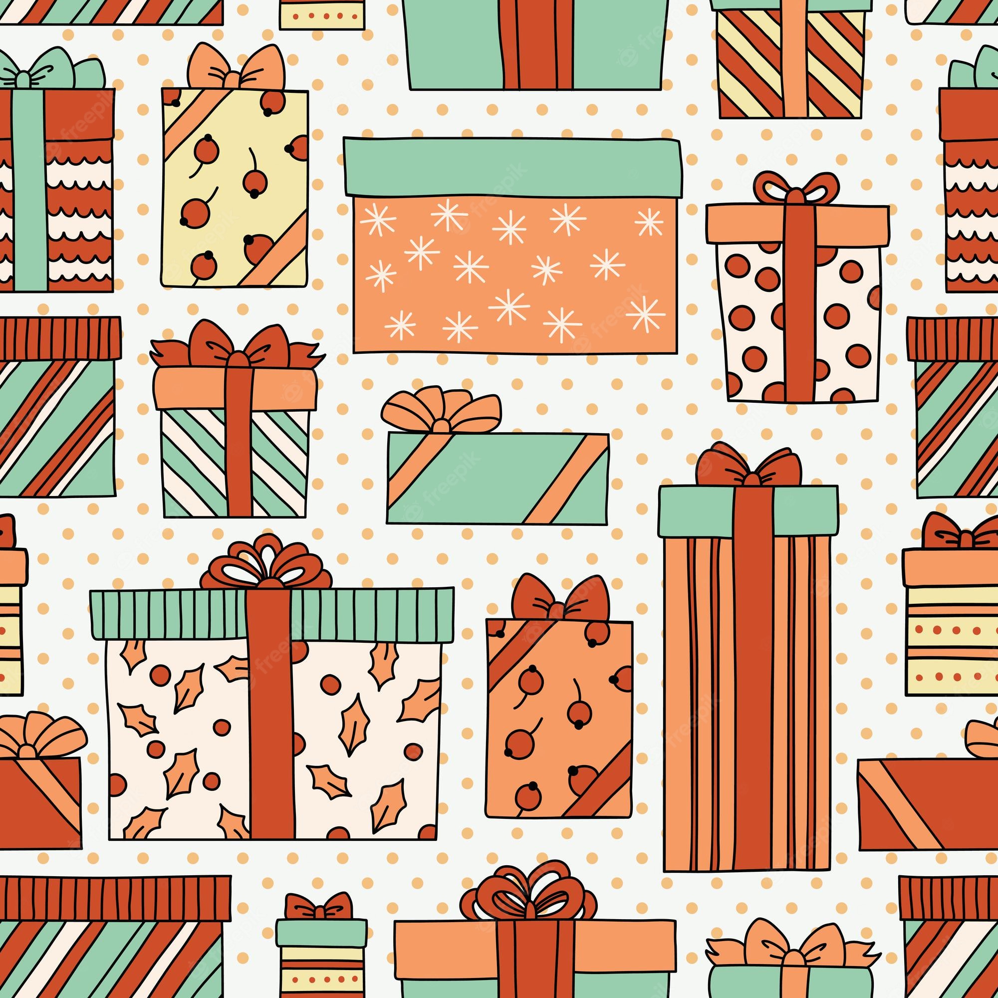 Premium Vector. Vintage christmas or birthday seamless pattern with gift boxes. can be used for desktop wallpaper or frame for a wall hanging or poster, surface textures, web page background and