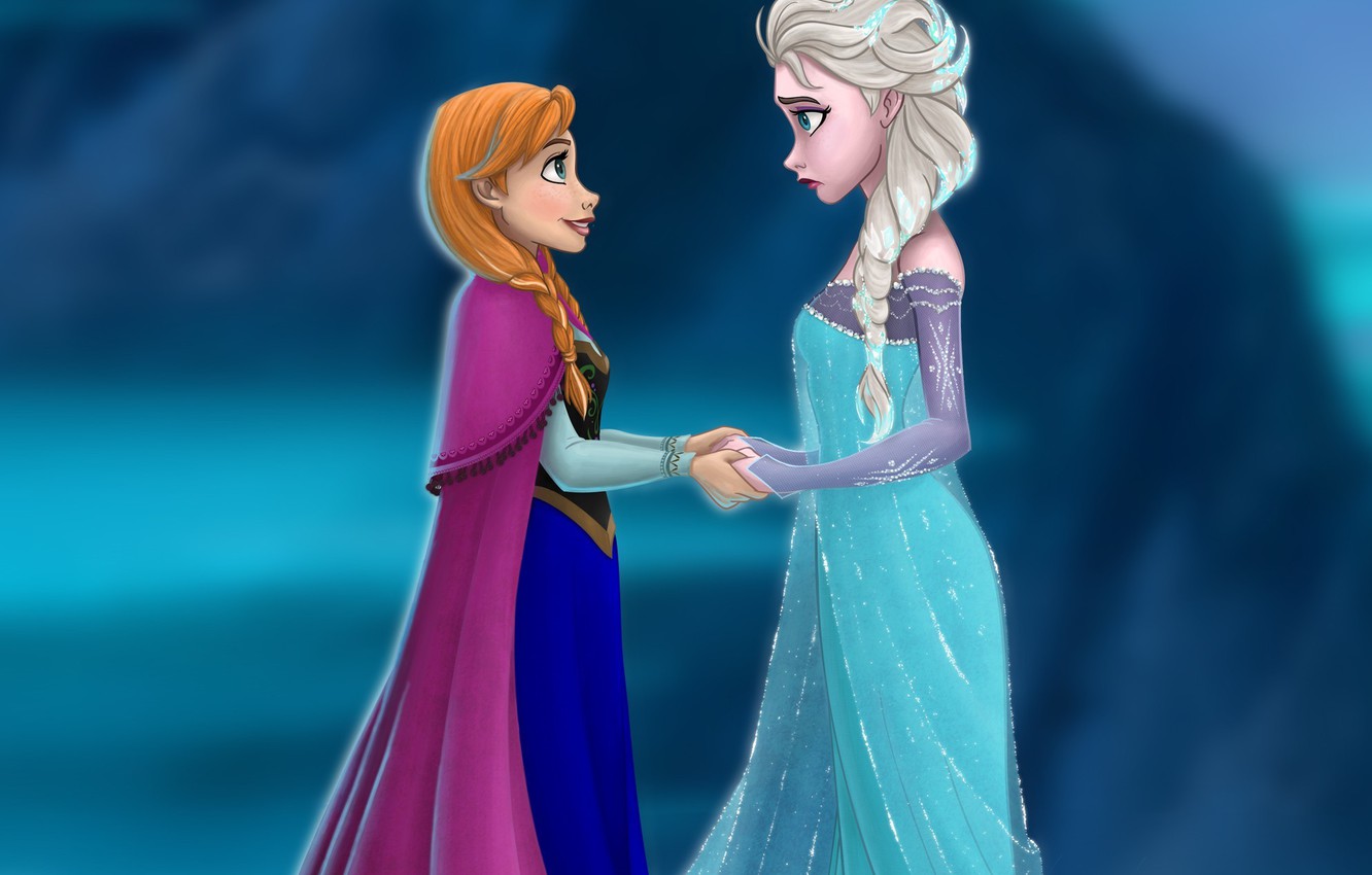 Wallpaper Frozen, Disney, sisters, Anna, Anna, dresses, Disney, Elsa, Elsa, Cold Heart image for desktop, section фильмы