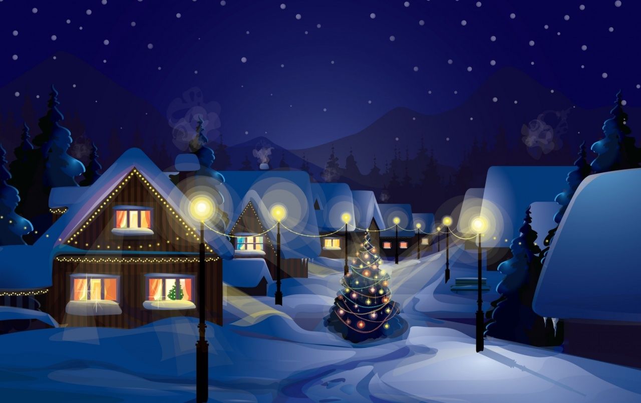 Winter Over Village wallpaper. Christmas wallpaper, Christmas village, Video games for kids
