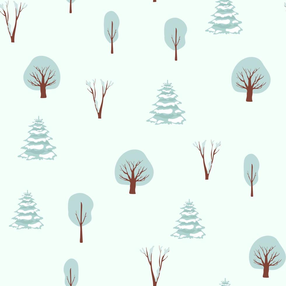 Seamless Christmas pattern with tree. winter forest landscape. hand drawing vector illustration. flat cartoon illustration. for kids textile, wrapping paper, wallpaper, wrapping paper