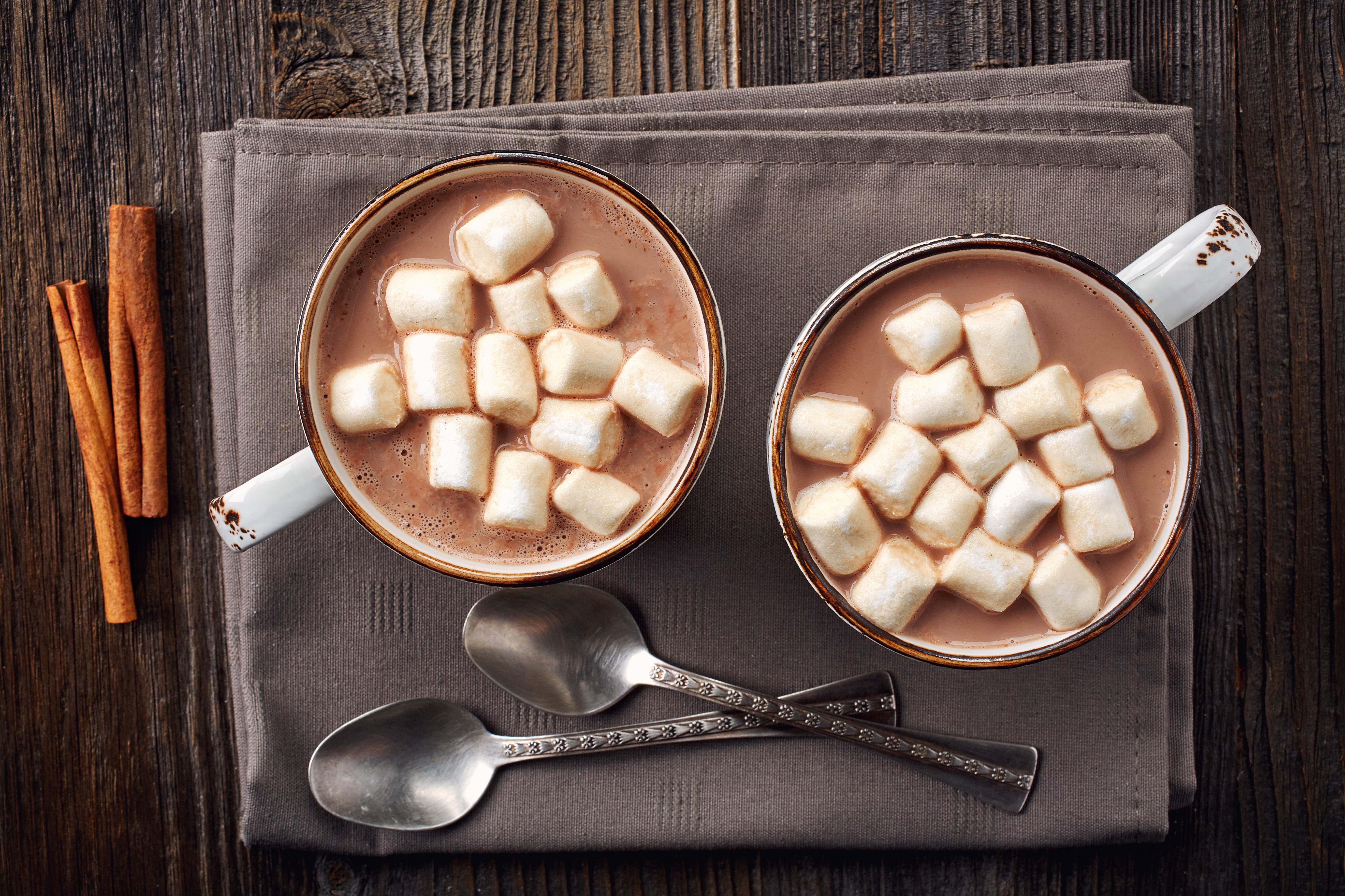 4K, 5K, Hot chocolate drink, Marshmallow, Spoon, Cup Gallery HD Wallpaper