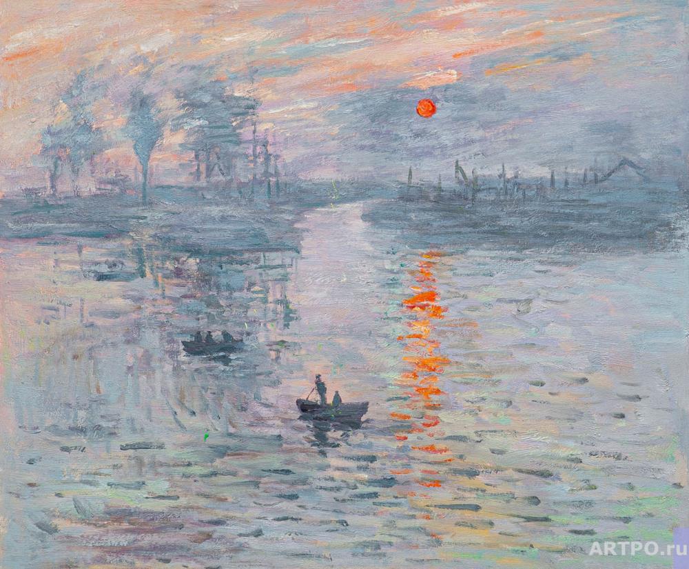 Impression. Sunrise, copy of the painting by Claude Monet. Kamskij Savelij. ARTPO: art painting art gallery. buy paintings, art oil paintings, original art paintings