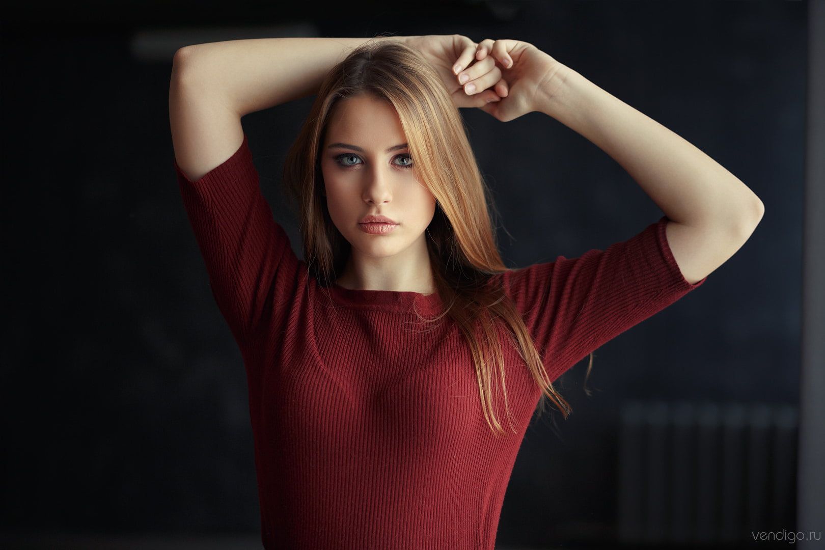 women #face #portrait #blonde looking at viewer long hair red clothing straight hair #model P #wallpaper #hdw. Long hair styles, Women, Womens black crop top