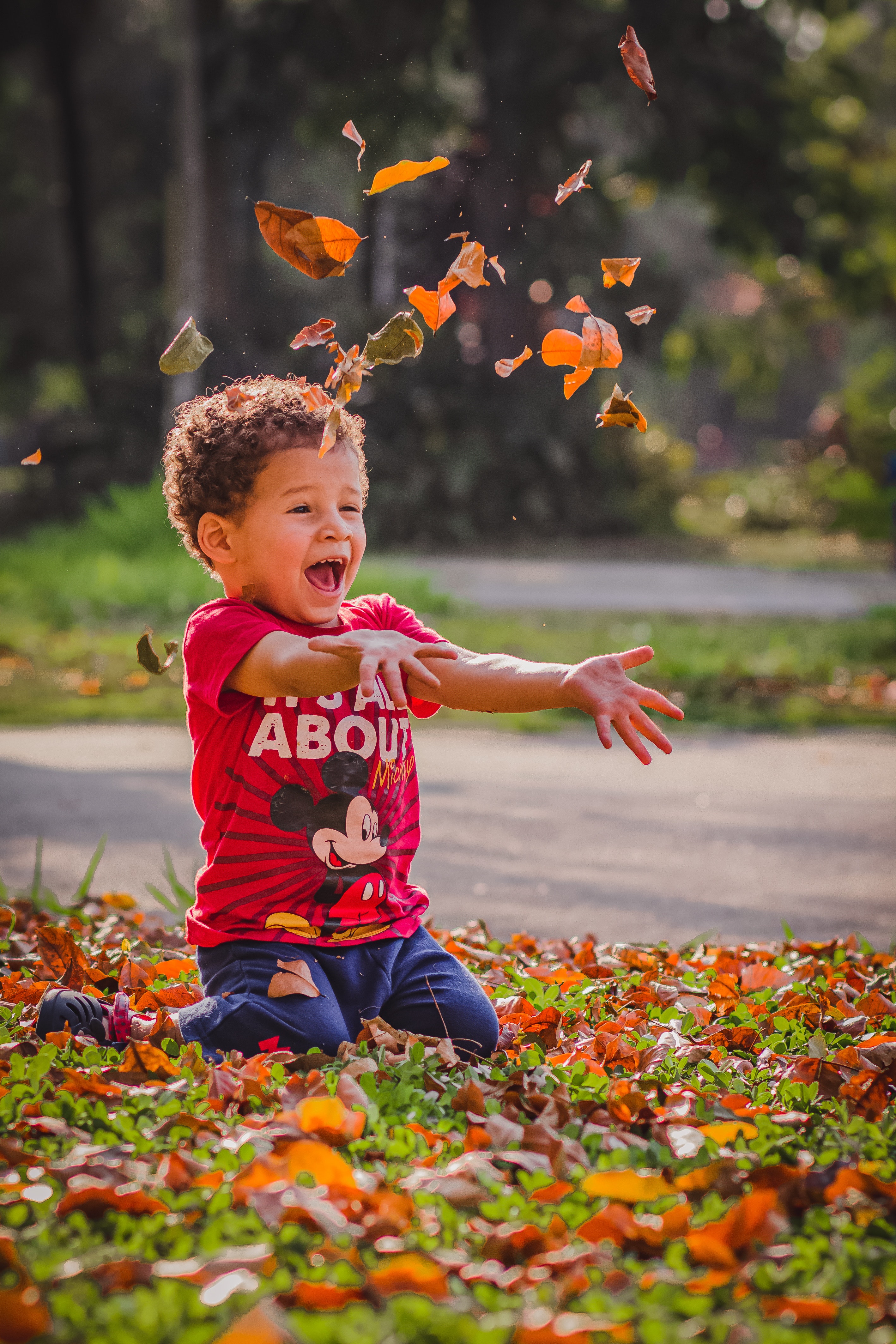 Boy Wearing Red T Shirt And Blue Pants · Free