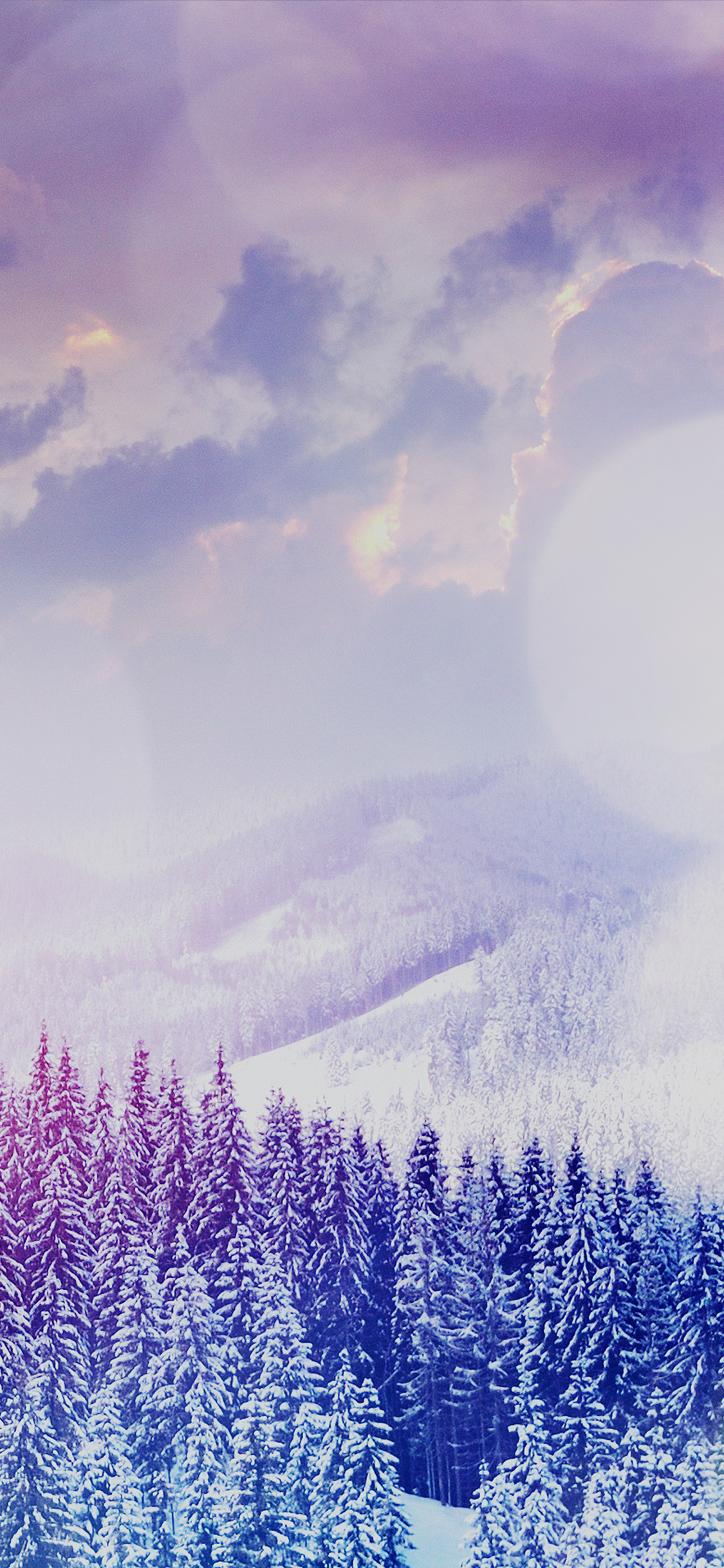 iPhone X wallpaper. winter mountain snow white blue flare nature