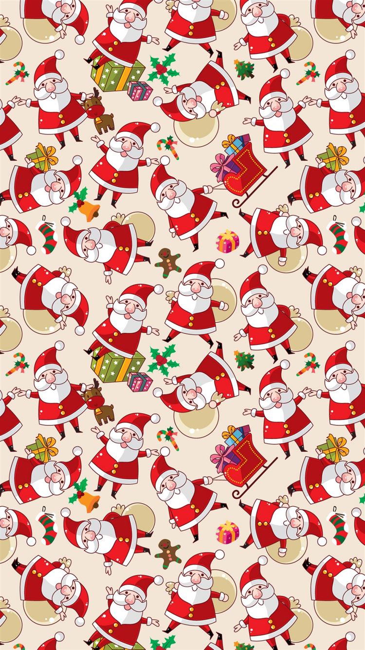 Santa Claus Pattern Texture Background iPhone 8 Wallpaper Free Download