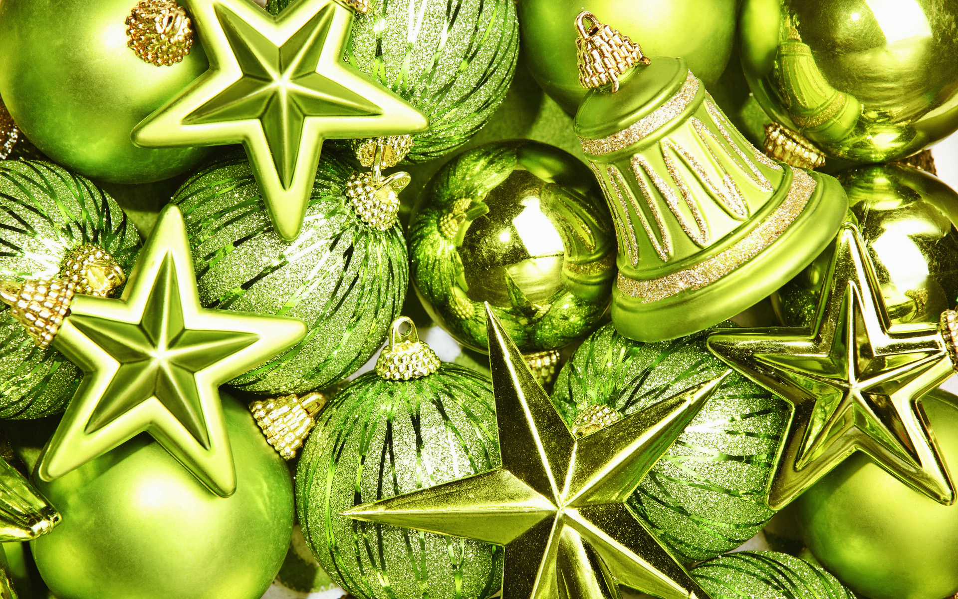 Download wallpaper green xmas decorations, Happy New year, green balls, green bells, Merry Christmas, Xmas, Christmas decorations for desktop with resolution 1920x1200. High Quality HD picture wallpaper