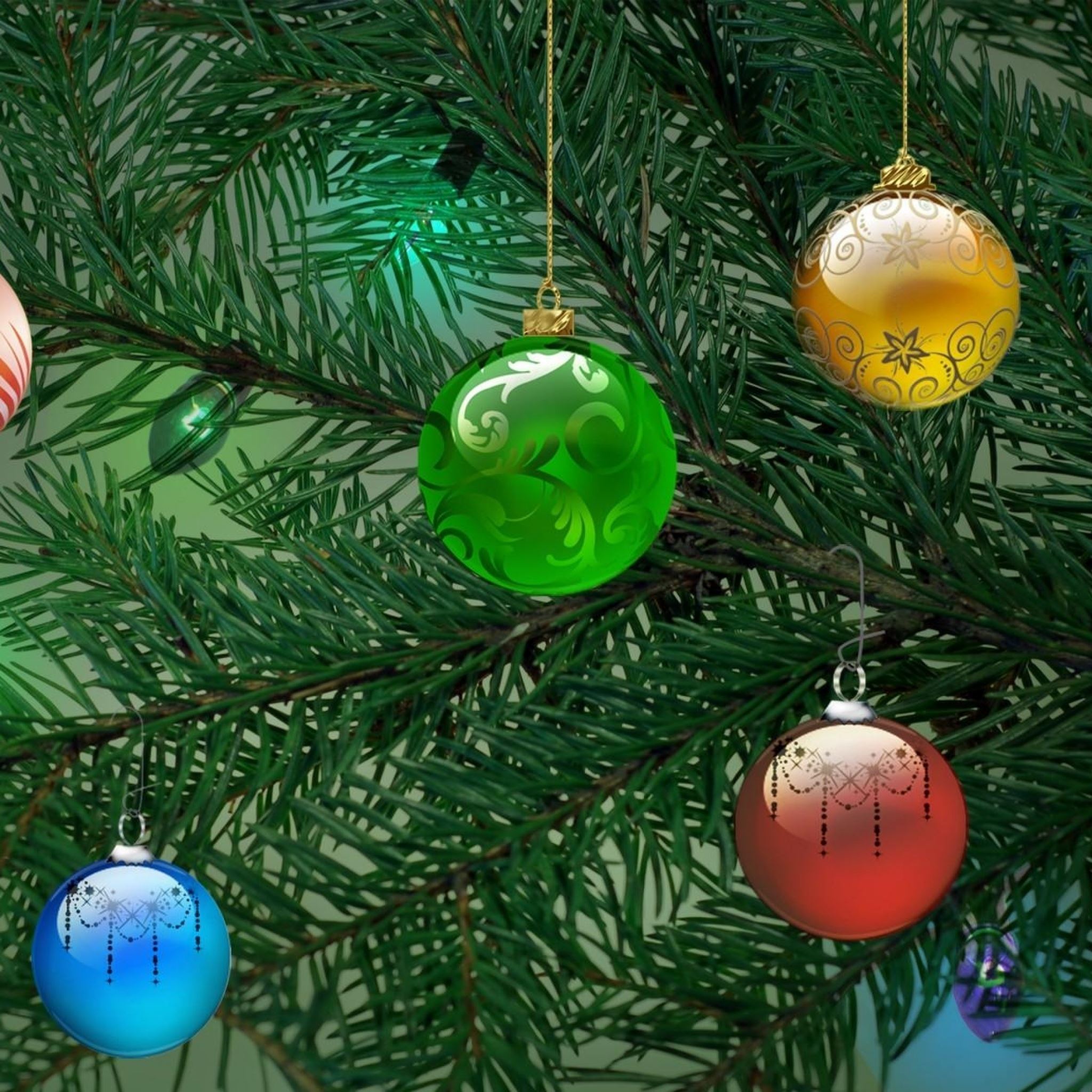 Tree christmas decorations iPad Air Wallpaper Free Download