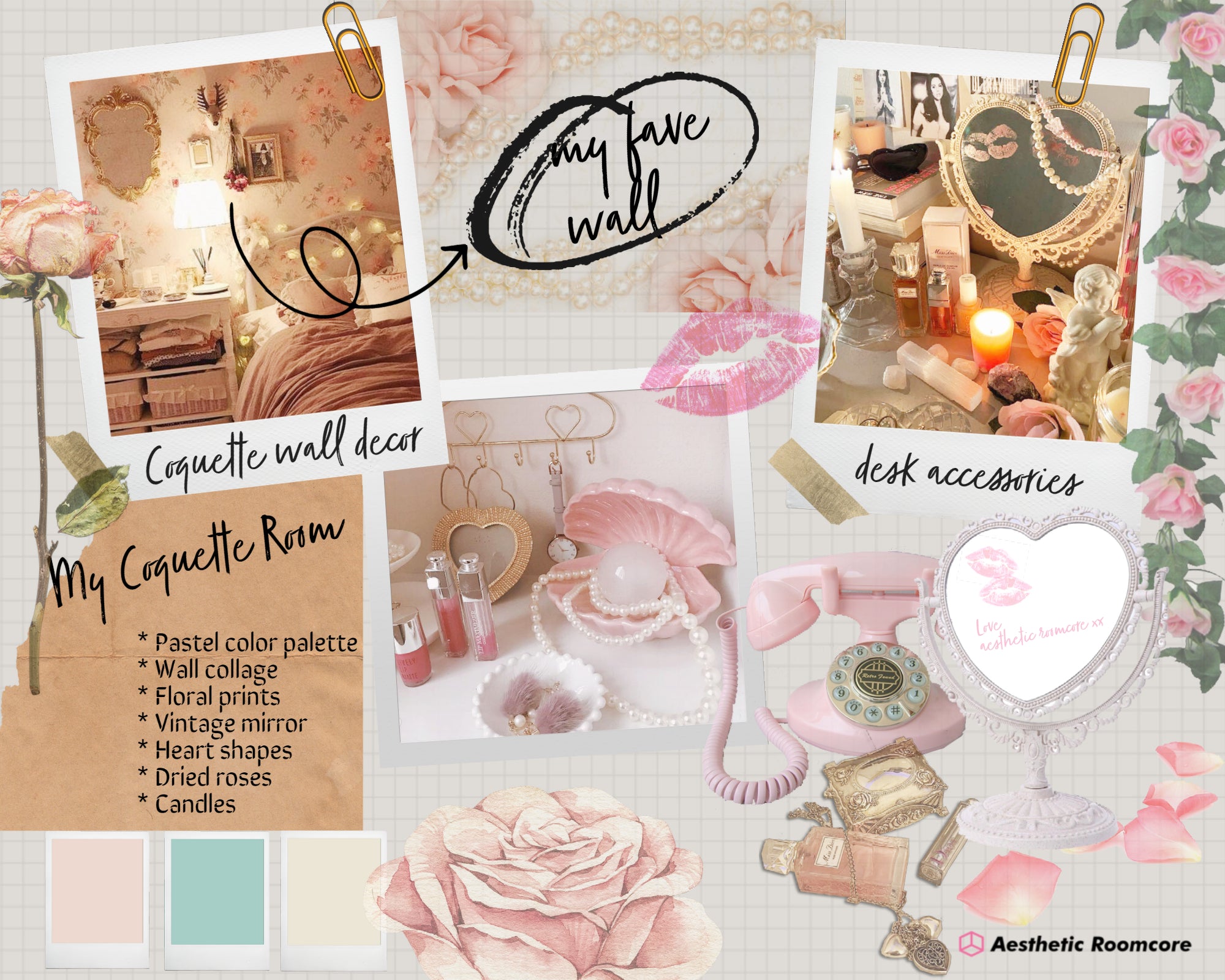 Coquette aesthetic collage wallpaper