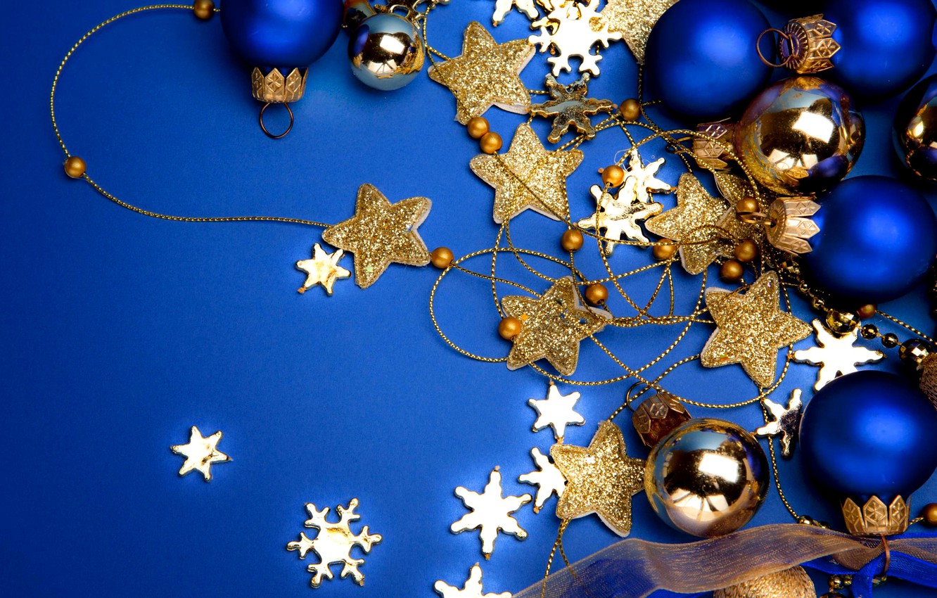 Wallpaper balls, decoration, snowflakes, background, Blue, stars, Christmas image for desktop, section новый год