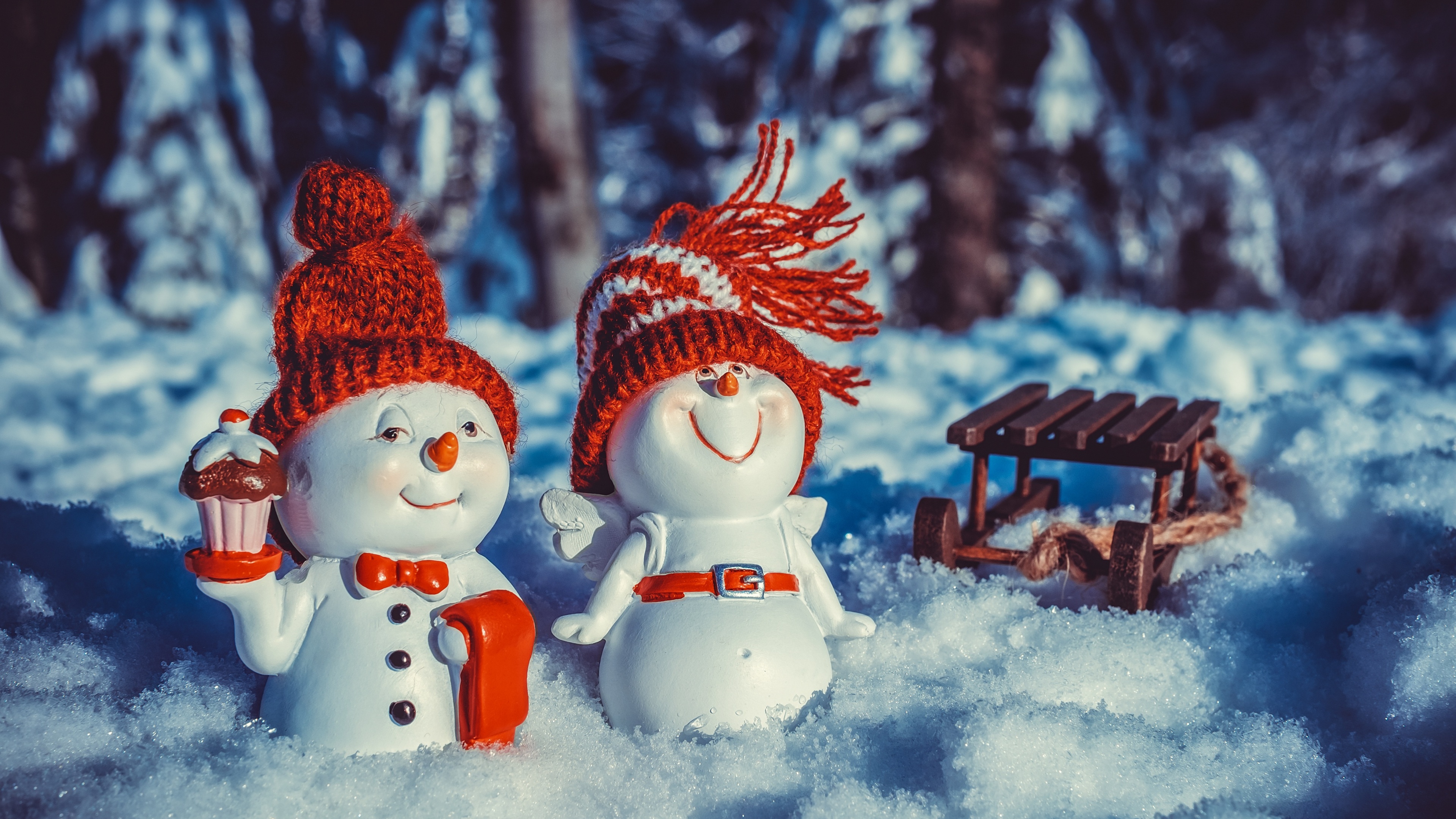 Snowman Wallpaper 4K, Snow Covered, Winter, Celebrations Christmas