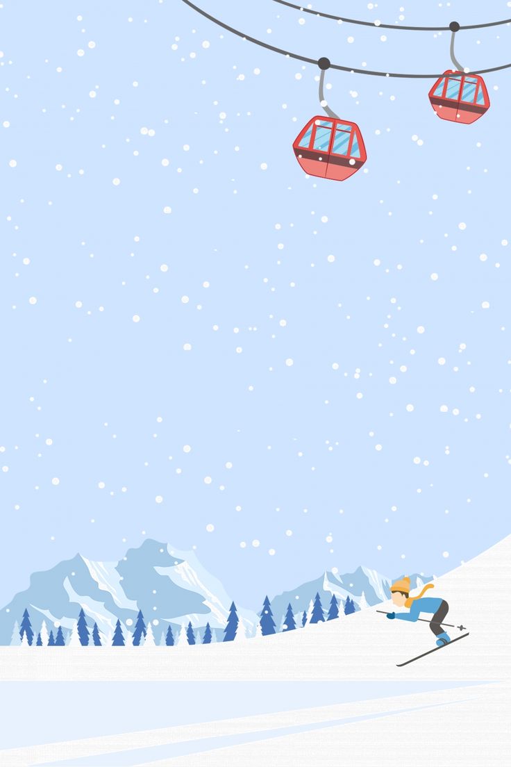 Cartoon Skiing Culture Ski Advertising Background Material. iPhone wallpaper winter, Watercolor wall art, Cartoon background