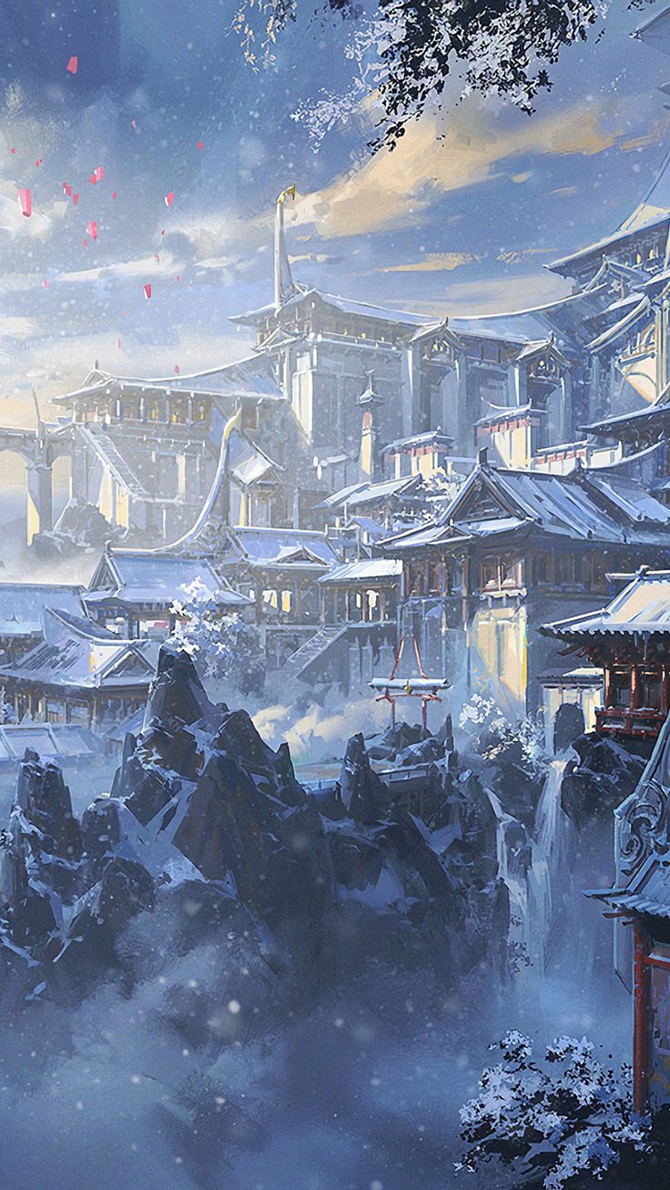 Japanese Castle Fantasy Art 4K Wallpaper. Japanese fantasy, Fantasy castle, Japanese castle