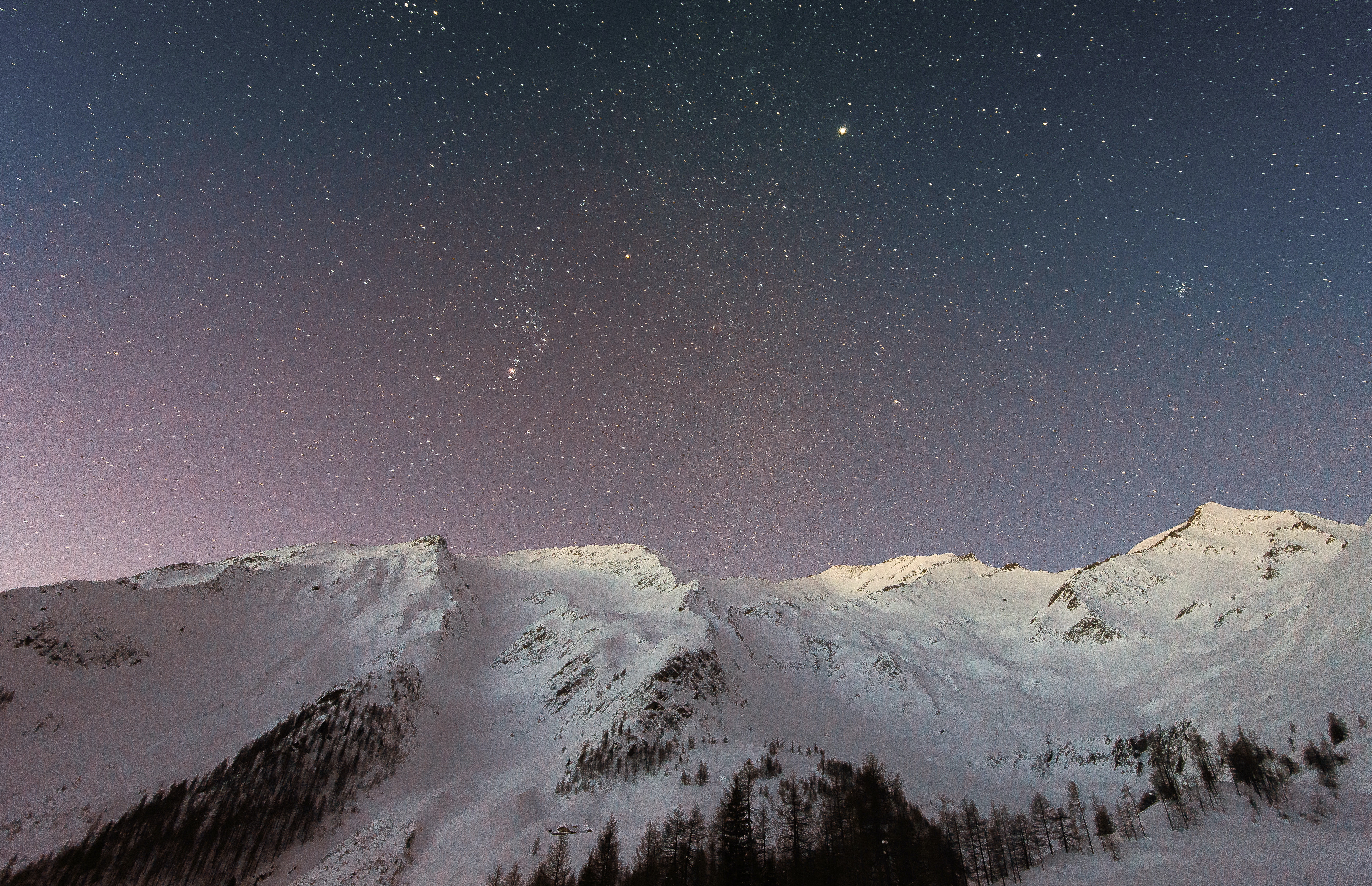 Mountain Covered Snow Under Star · Free