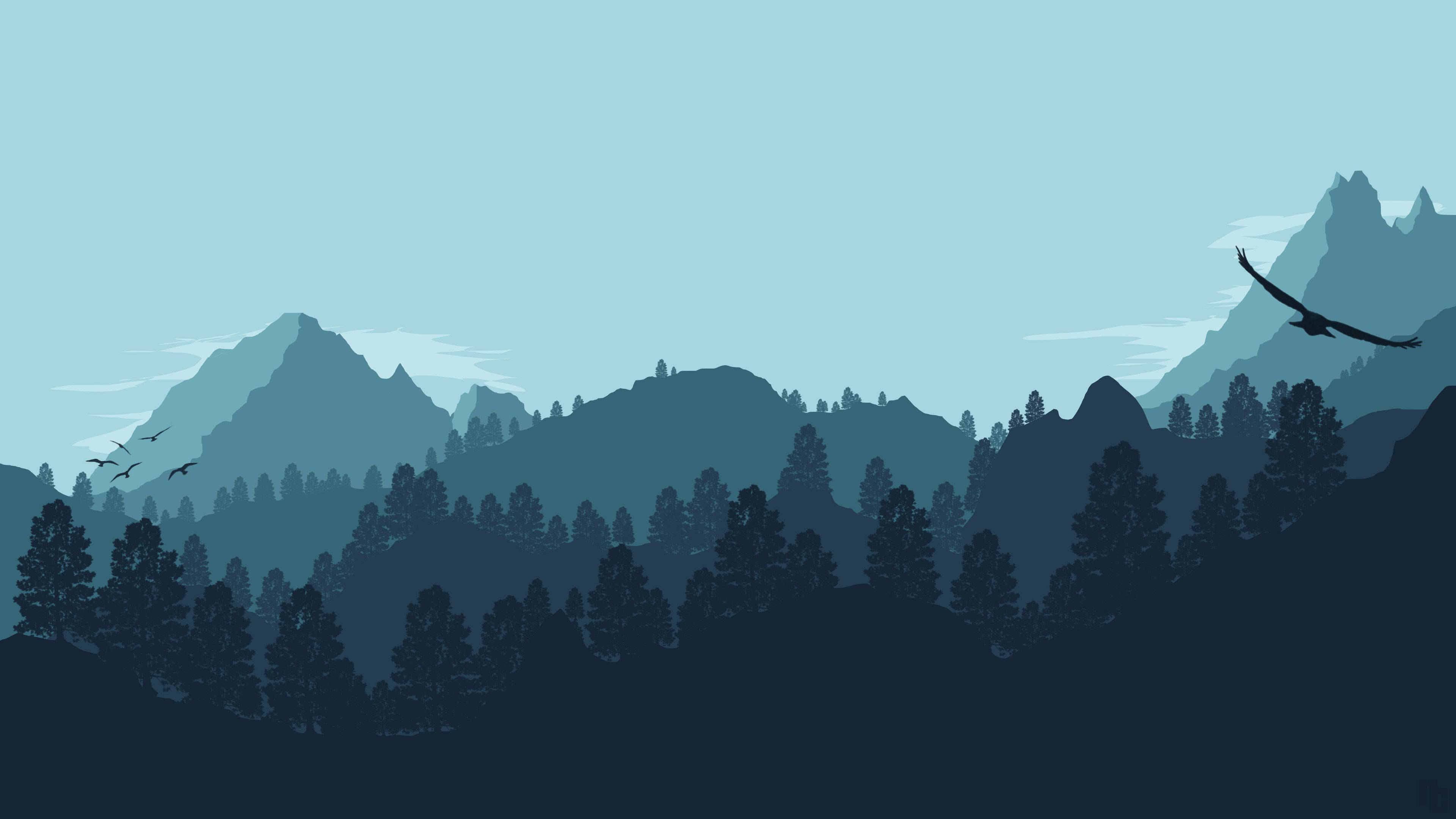 Download Aesthetic Minimalist Mountain Art Wallpaper