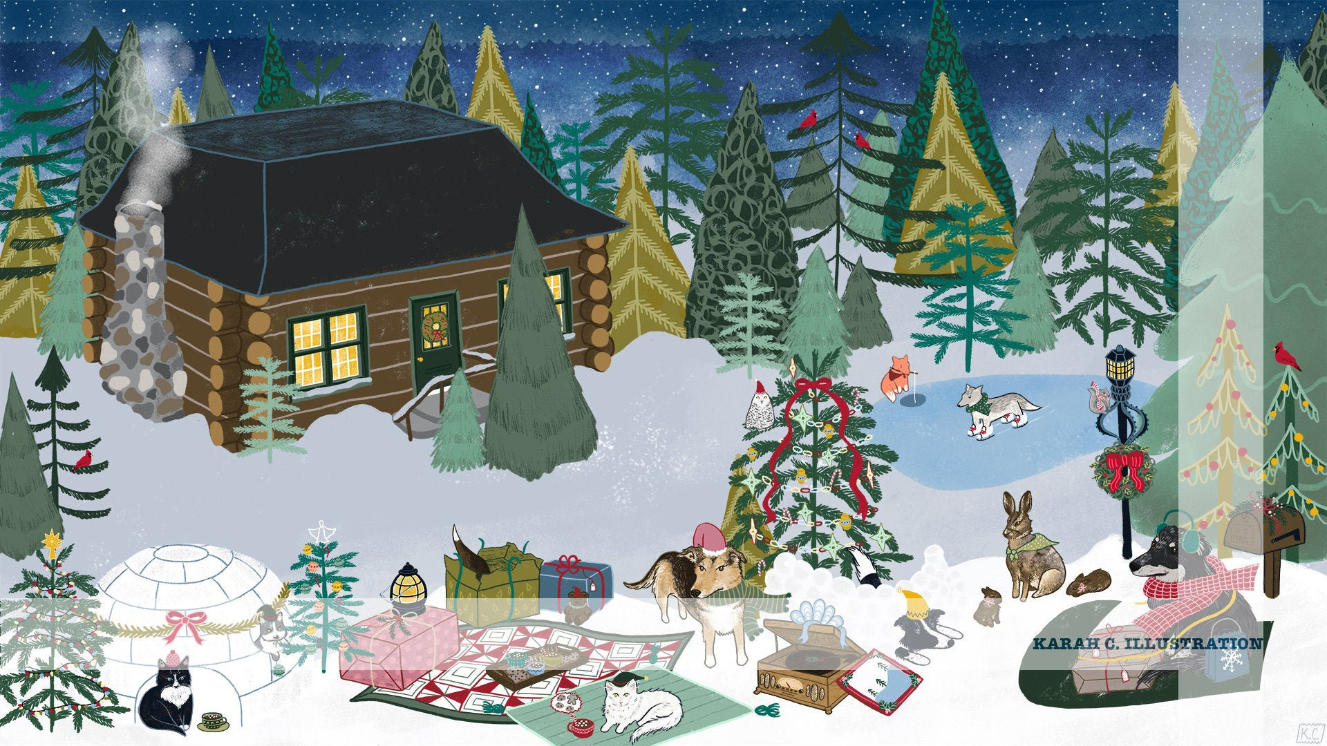 Christmas Desktop Wallpaper Illustration Seasonal
