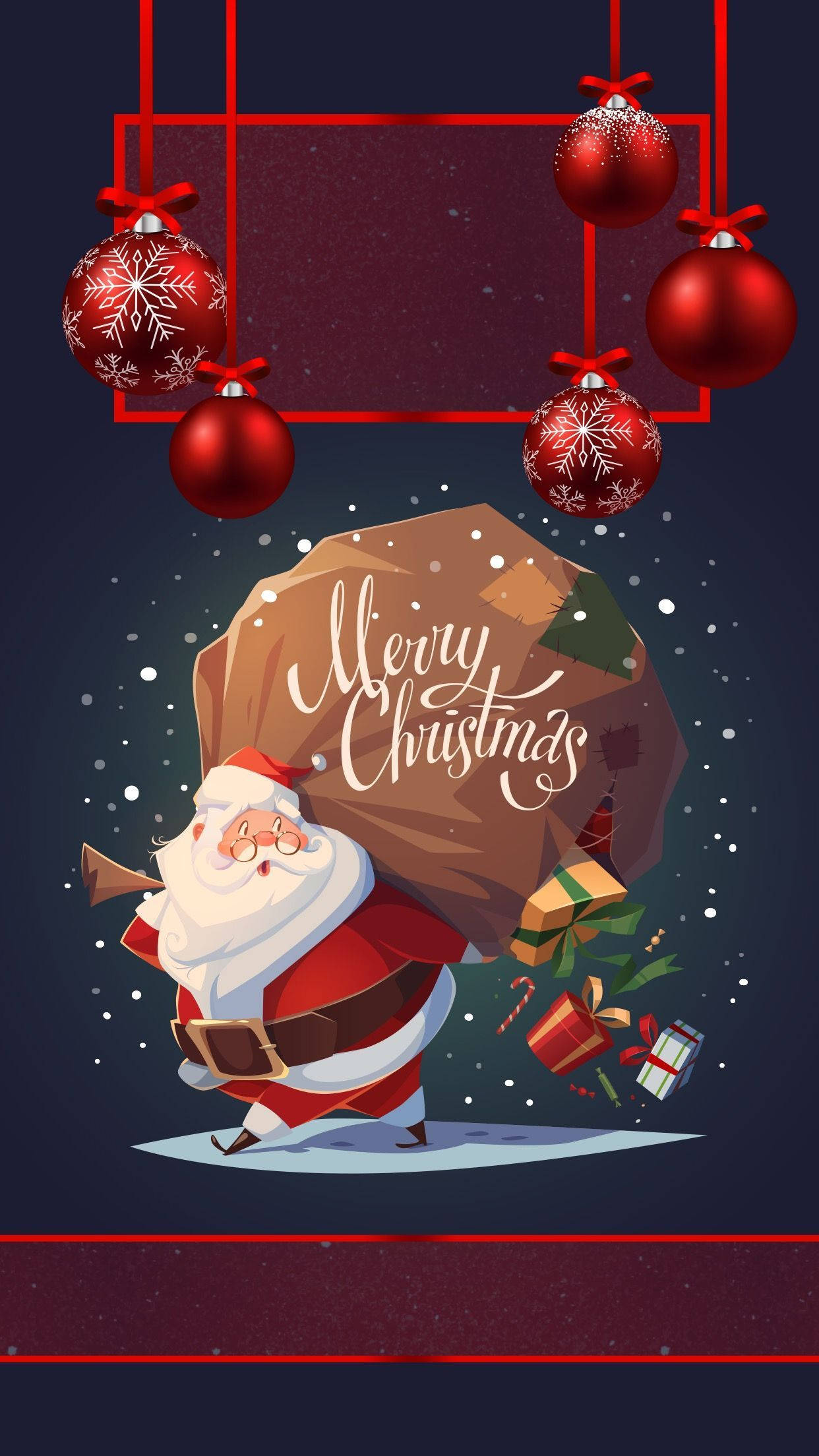 Download Santa And Gifts Merry Christmas iPhone Wallpaper