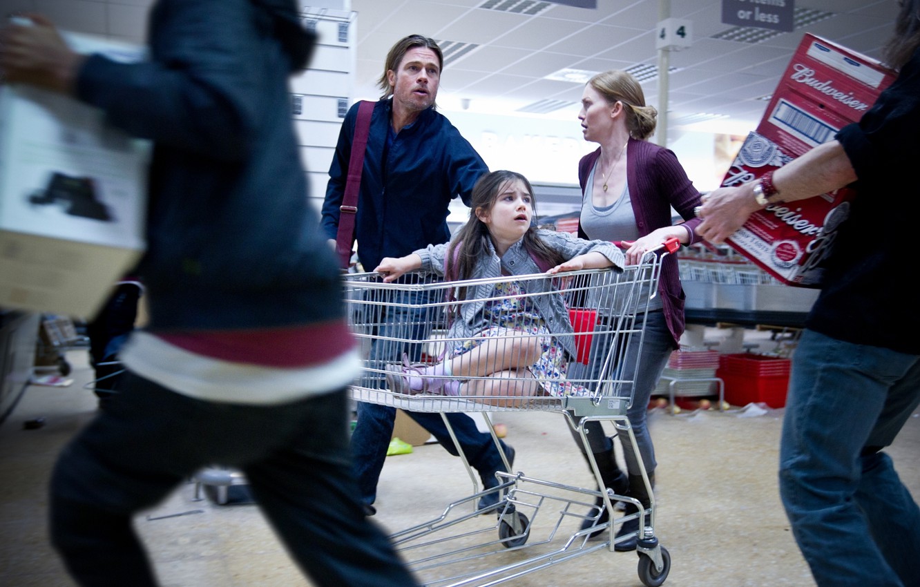 Wallpaper people, family, girl, Brad Pitt, shop, World war Z, World War Z, Sterling Jerins, Mireille Enos image for desktop, section фильмы