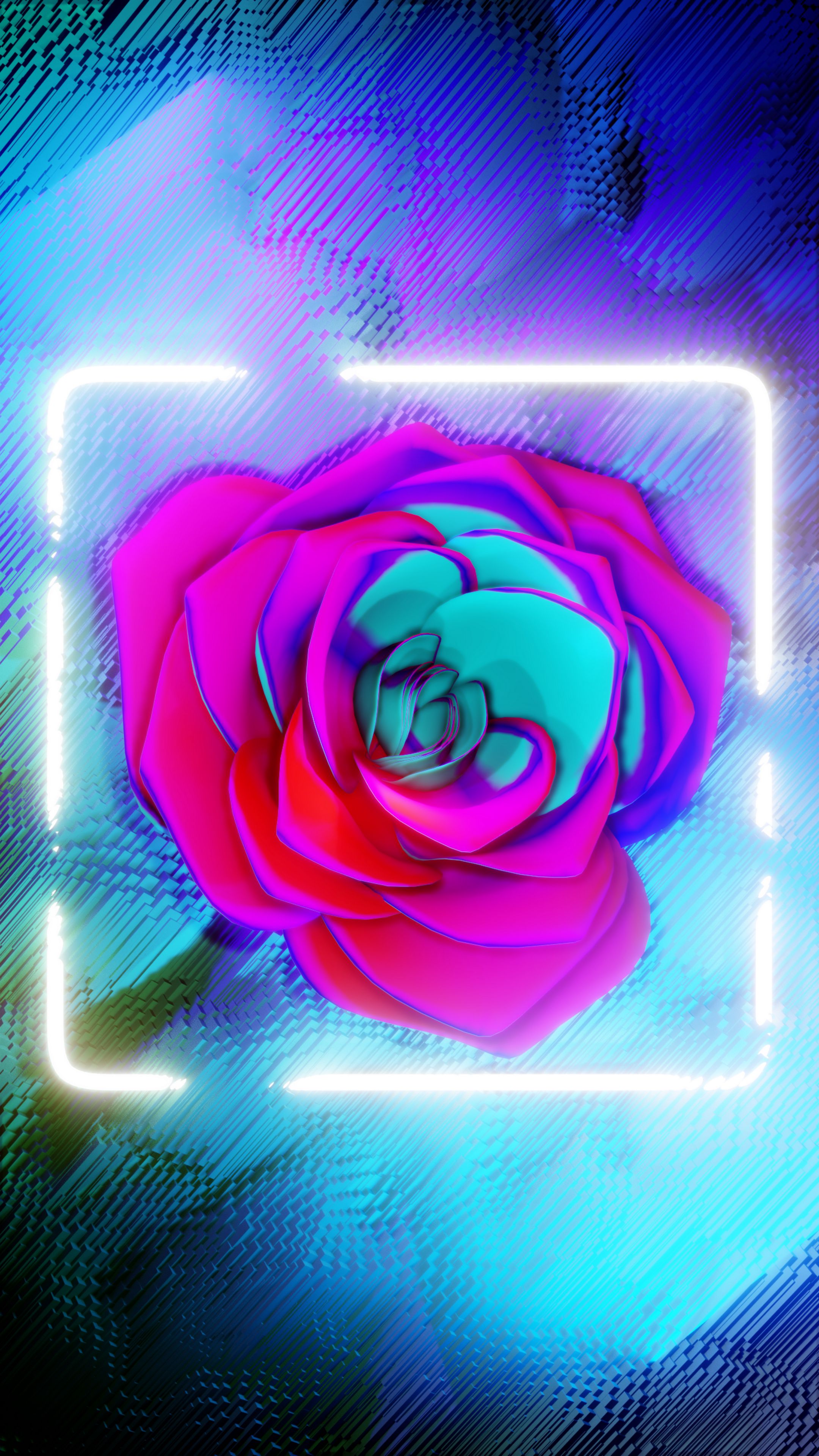 Download wallpaper 2160x3840 flower, neon, frame, glow, bright samsung galaxy s s note, sony xperia z, z z z htc one, lenovo vibe HD background