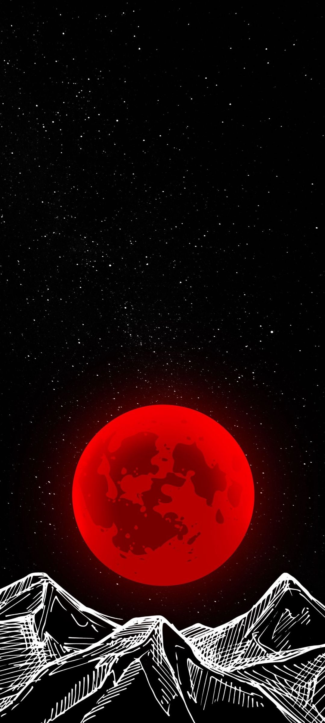 Vector Red Moon Black Phone