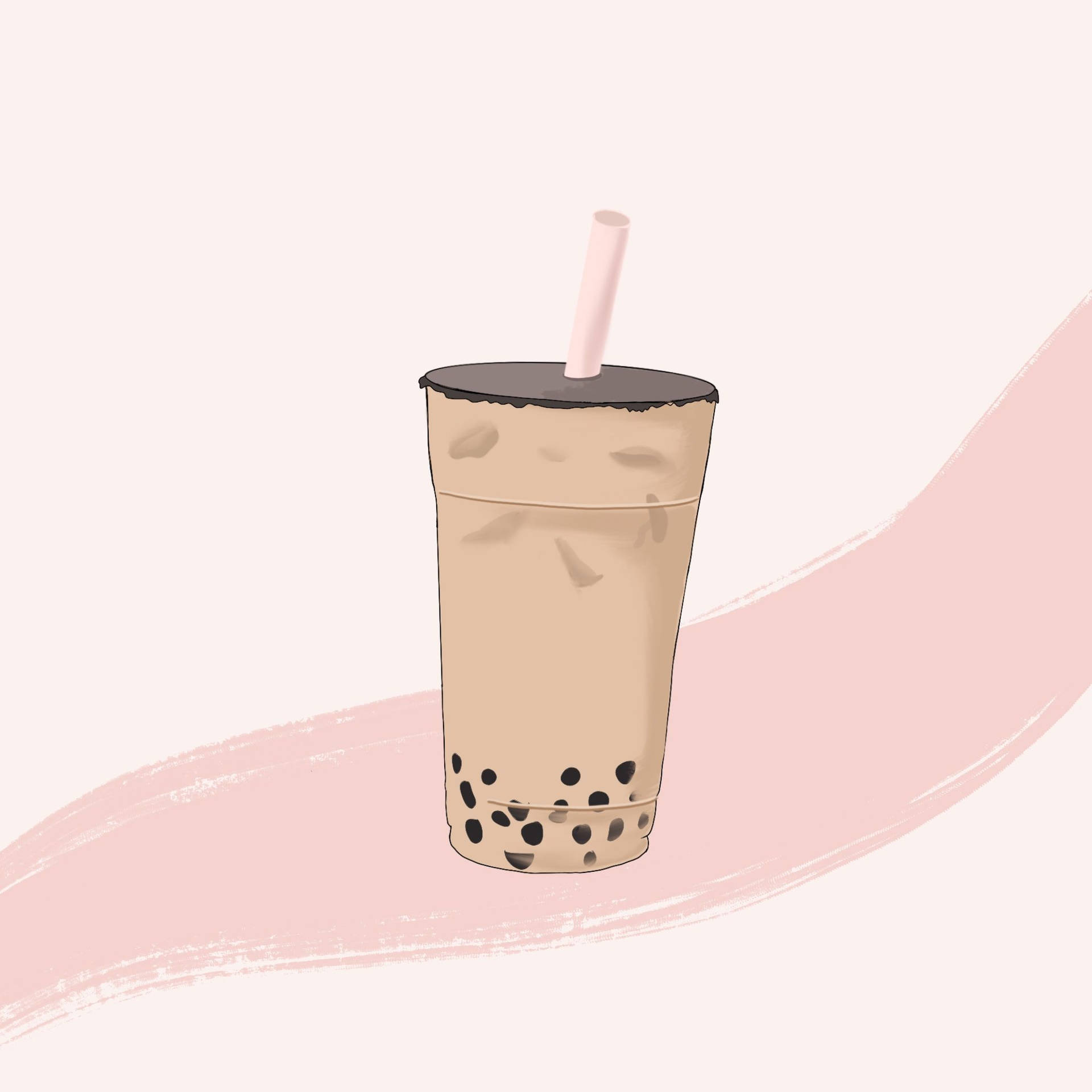 Download Minimalist Bubble Tea Drawing Wallpaper
