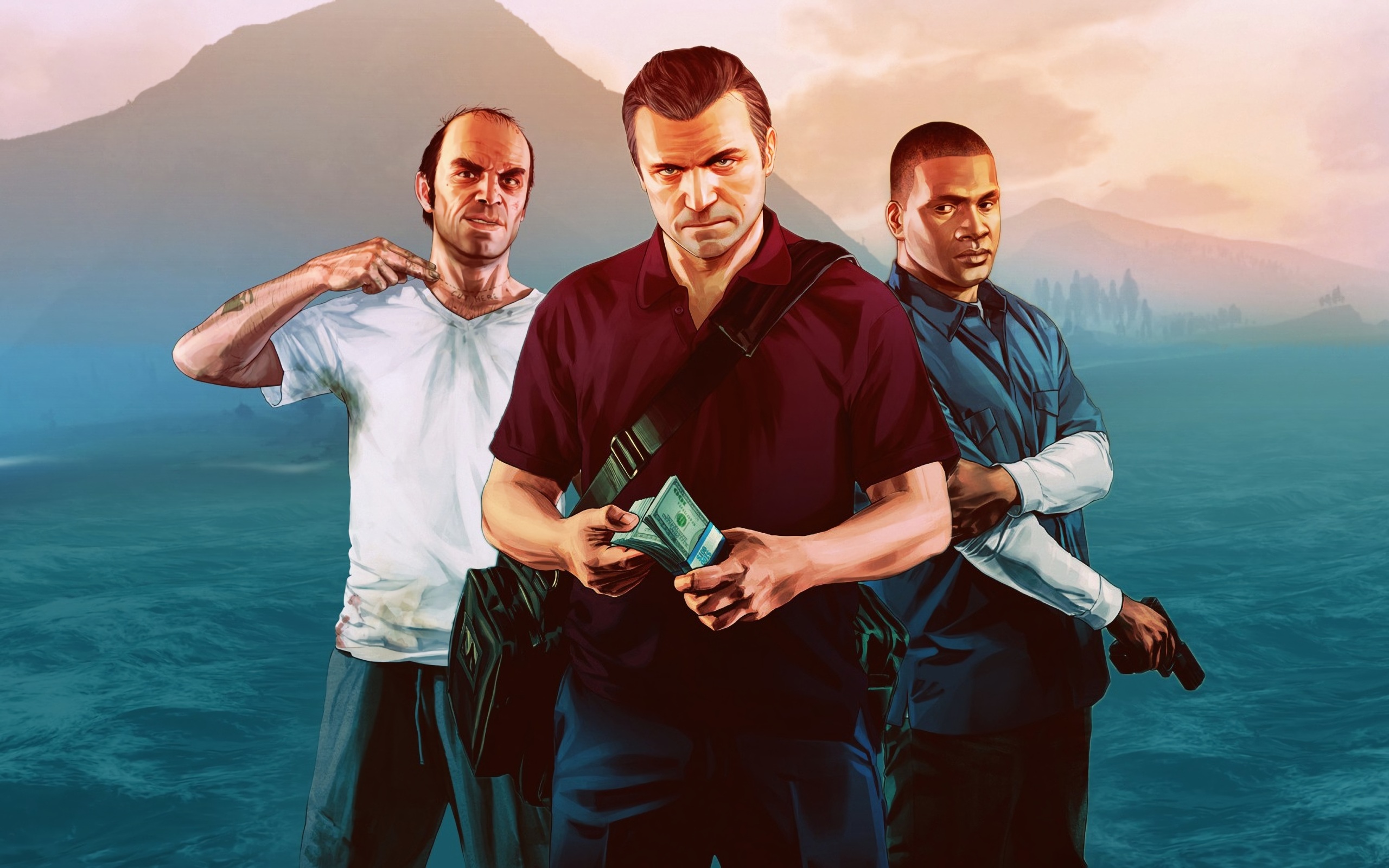 Wallpaper 4k Gta V Trevor Franklin Michael Wallpaper