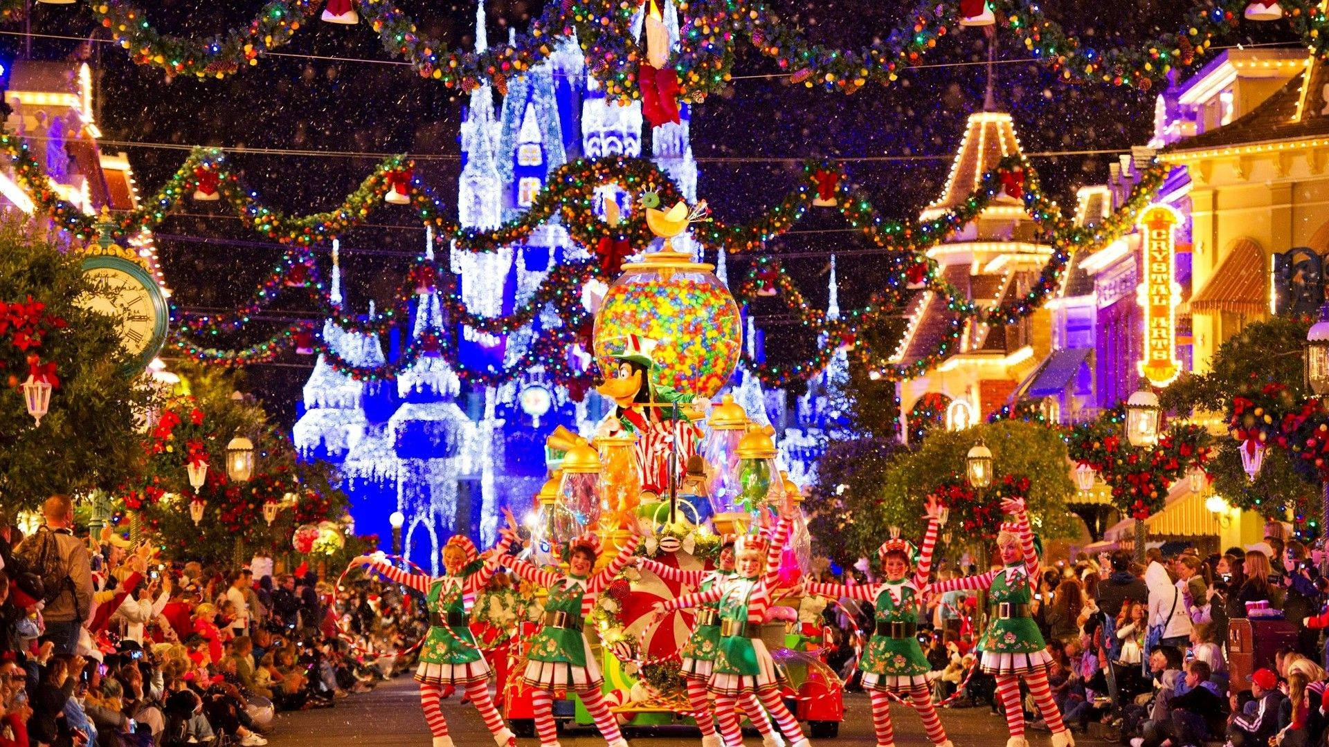 Download Disney 1920x1080 HD Walt Disney World Christmas Performance Wallpaper