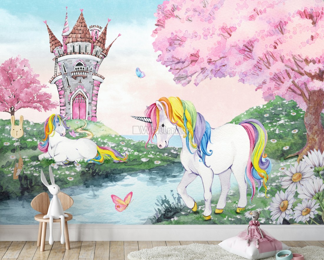 Kids Magical Unicorn Forest Wallpaper Mural • Wallmur®