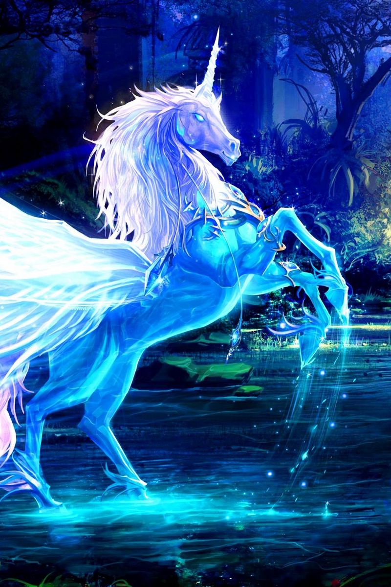 Download Wallpaper 800x1200 Unicorn, Water, Forest, Night, Magic Iphone 4s 4 For Parallax HD Background