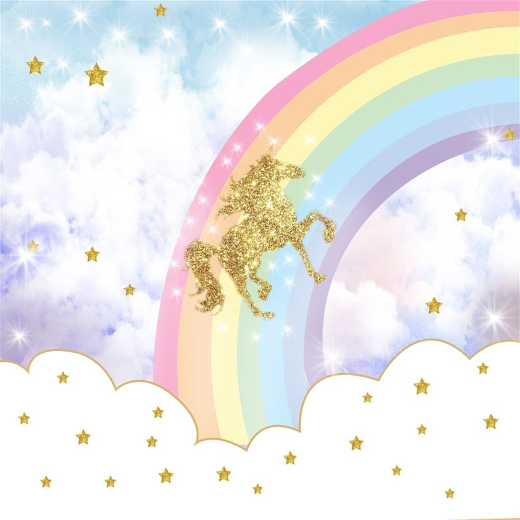 Amazon.com, AOFOTO 4x4ft Magical Unicorn Photography Backdrop Abstract Rainbow Sweet Stars Birthday Party Decor Background Baby Shower Banner Photo Studio Props Infant Kid Newborn Child Girl Portrait Wallpaper