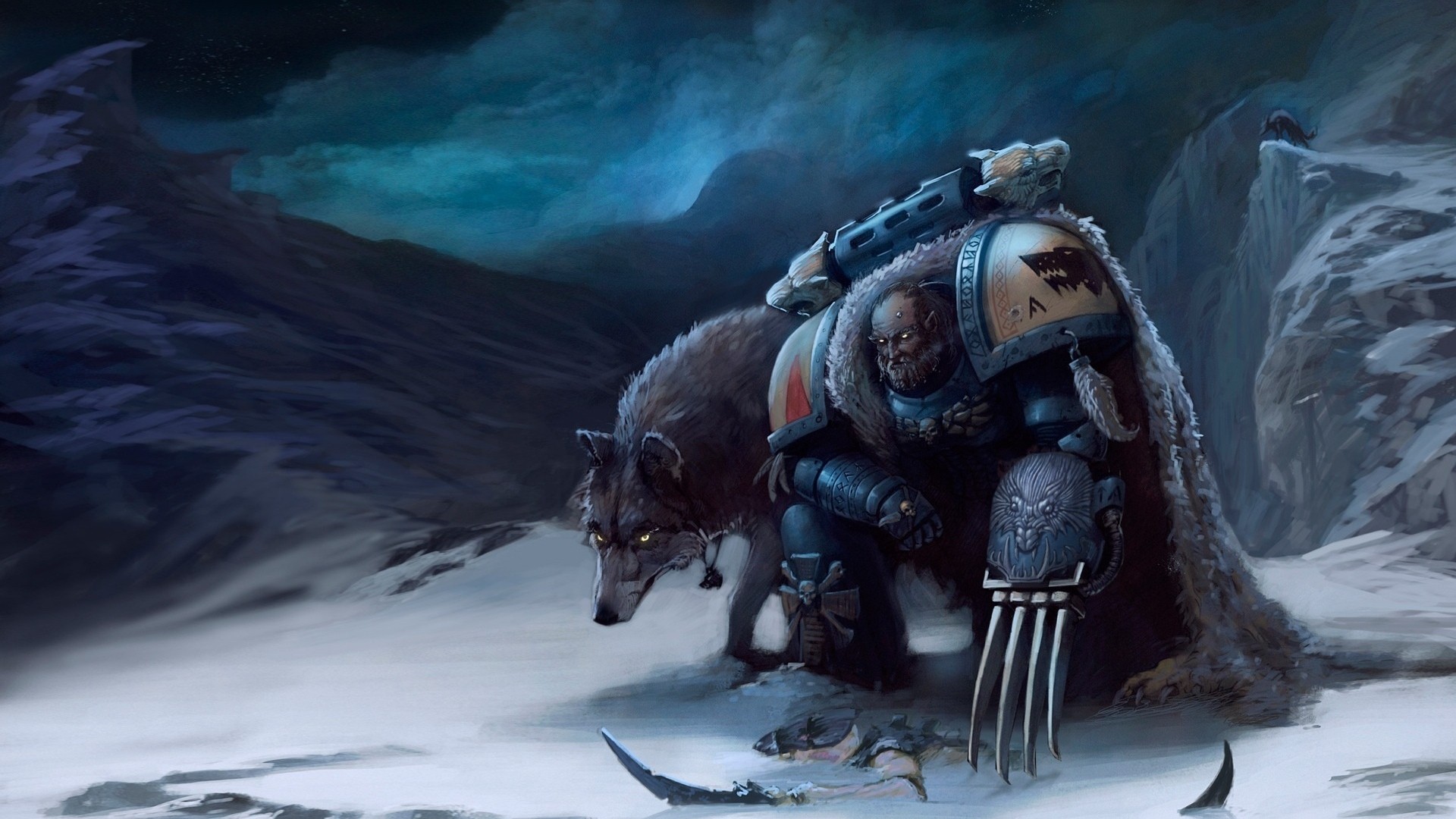 warhammer, 40k, Space, Marines, Wolf, Drawing, Sci, Fi, Art, Warriors, Weapons Wallpaper HD / Desktop and Mobile Background