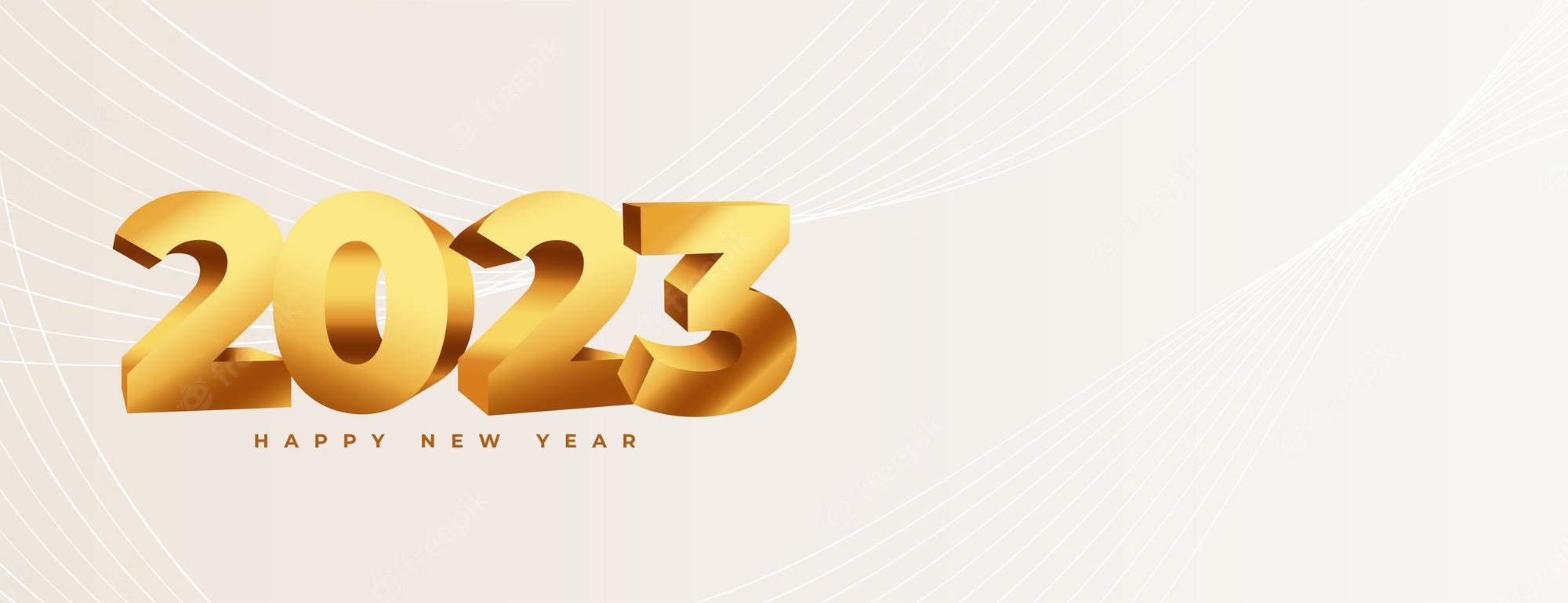 Free Vectord style golden 2023 lettering for new year event wallpaper