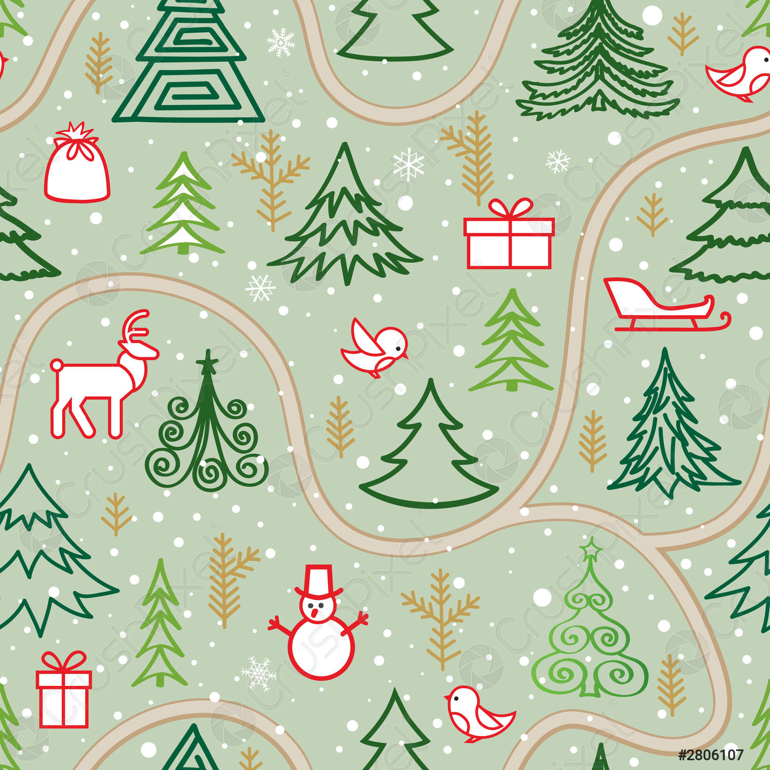 Christmas winter forest snow seamless pattern Happy Winter Holiday Wallpaper vector 2806107