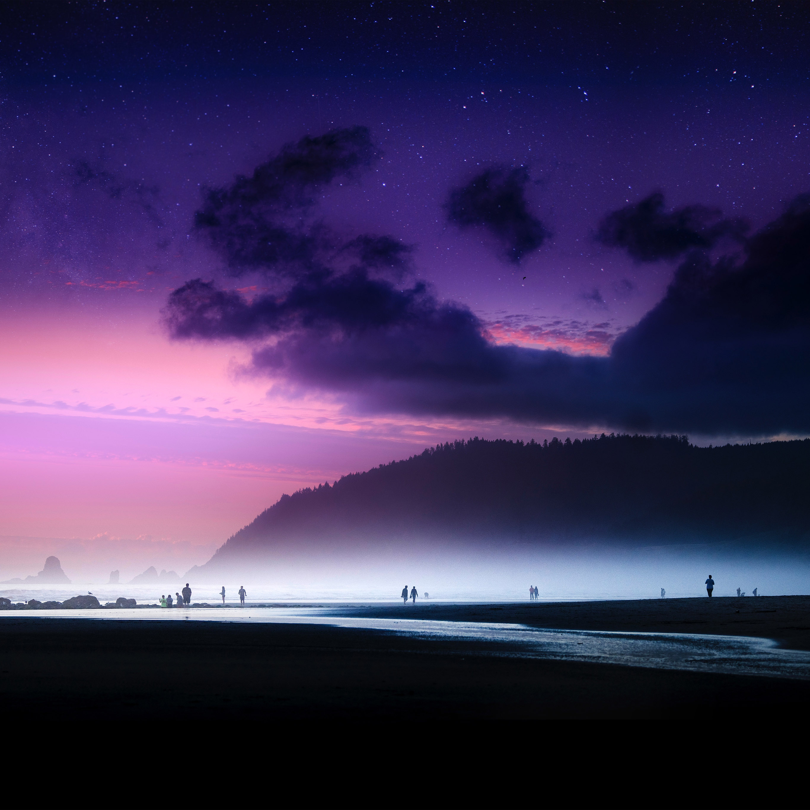 Beach Lovely Cloud Sunset Purple Sea Nature Wallpaper
