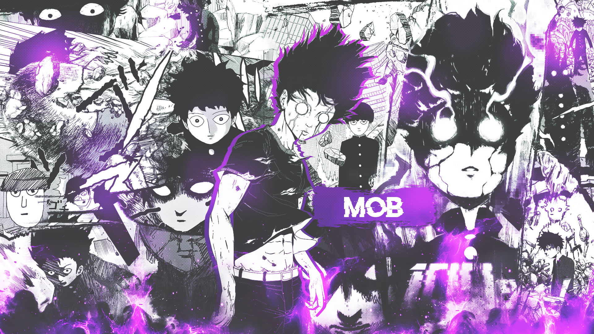 Wallpaper Mob Psycho Collage, Manga