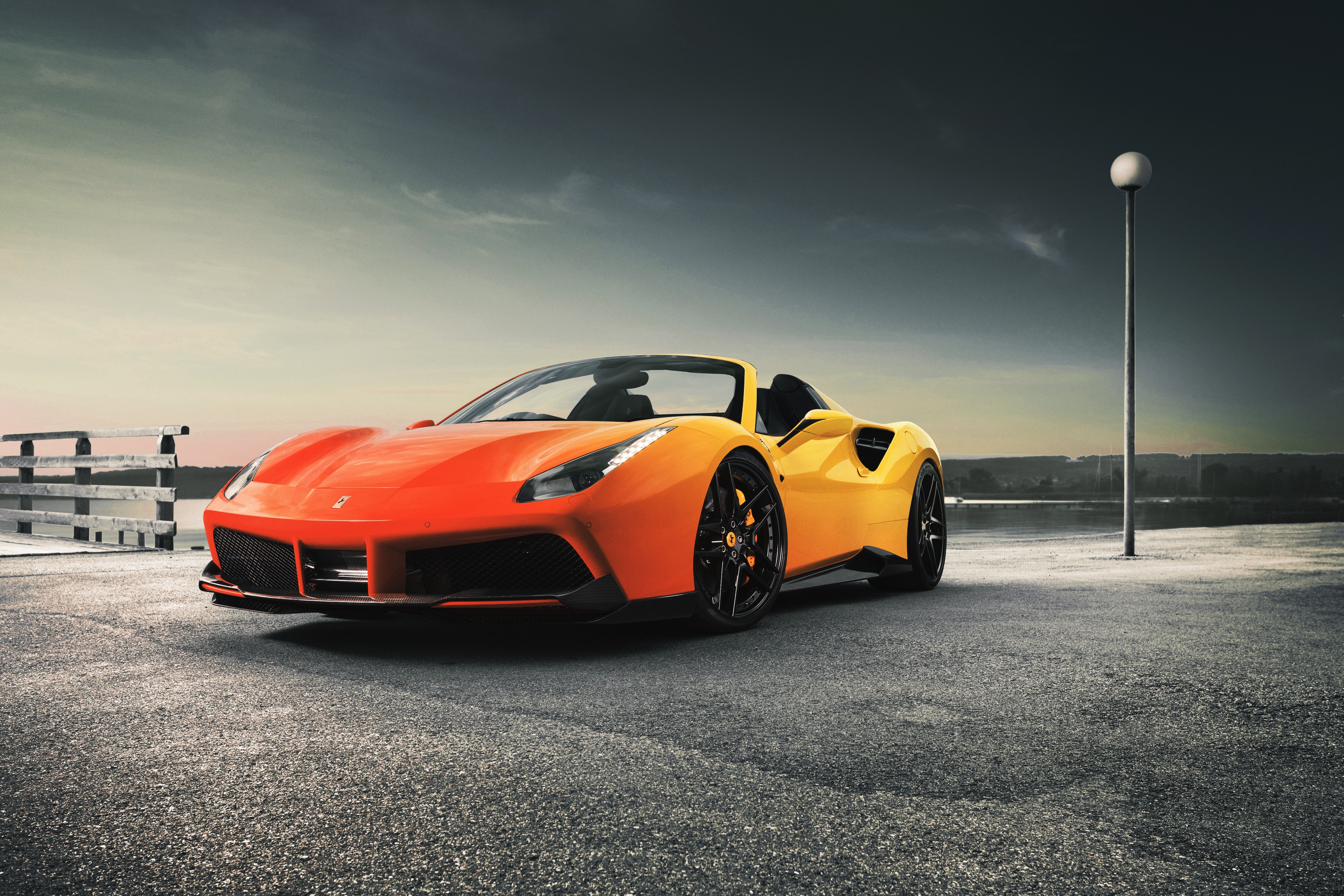 Orange sports car Ferrari 488 Spider Desktop wallpaper 1600x1200
