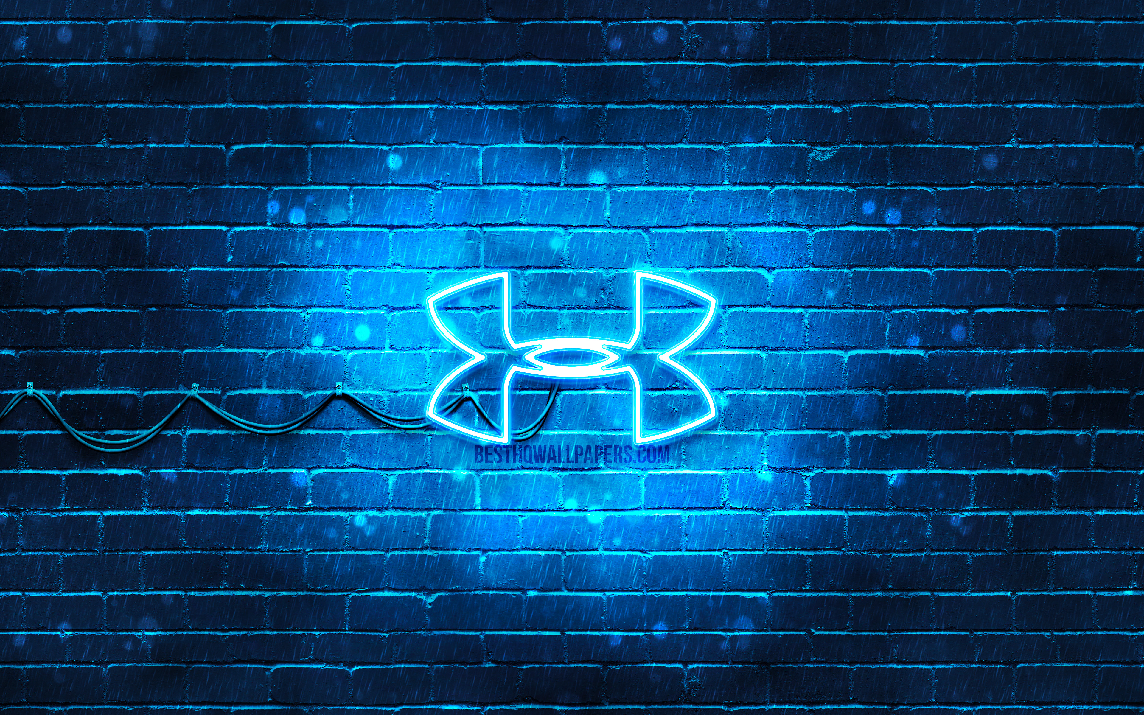 Download wallpaper Under Armour blue logo, 4k, blue brickwall, Under Armour logo, sports brands, Under Armour neon logo, Under Armour for desktop with resolution 3840x2400. High Quality HD picture wallpaper