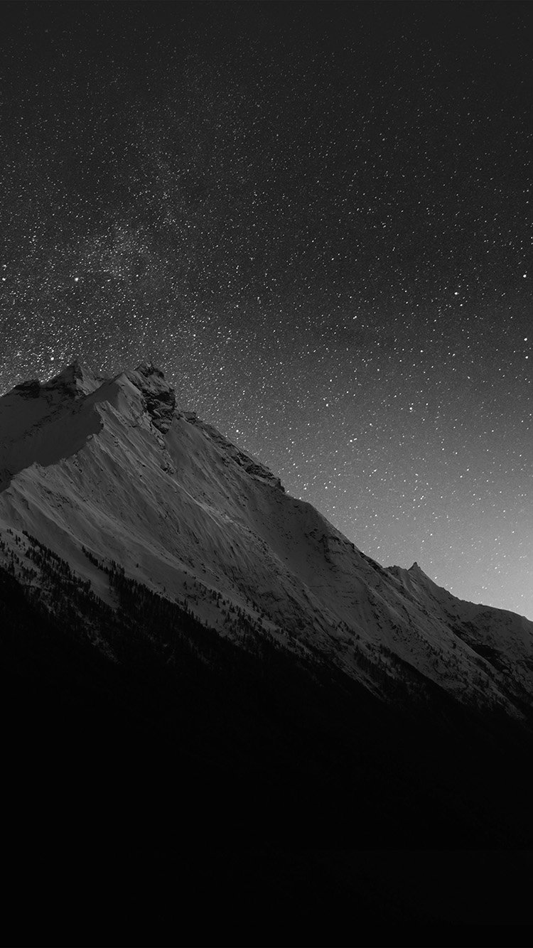 iPhone 6 wallpaper. mountain night snow dark star bw