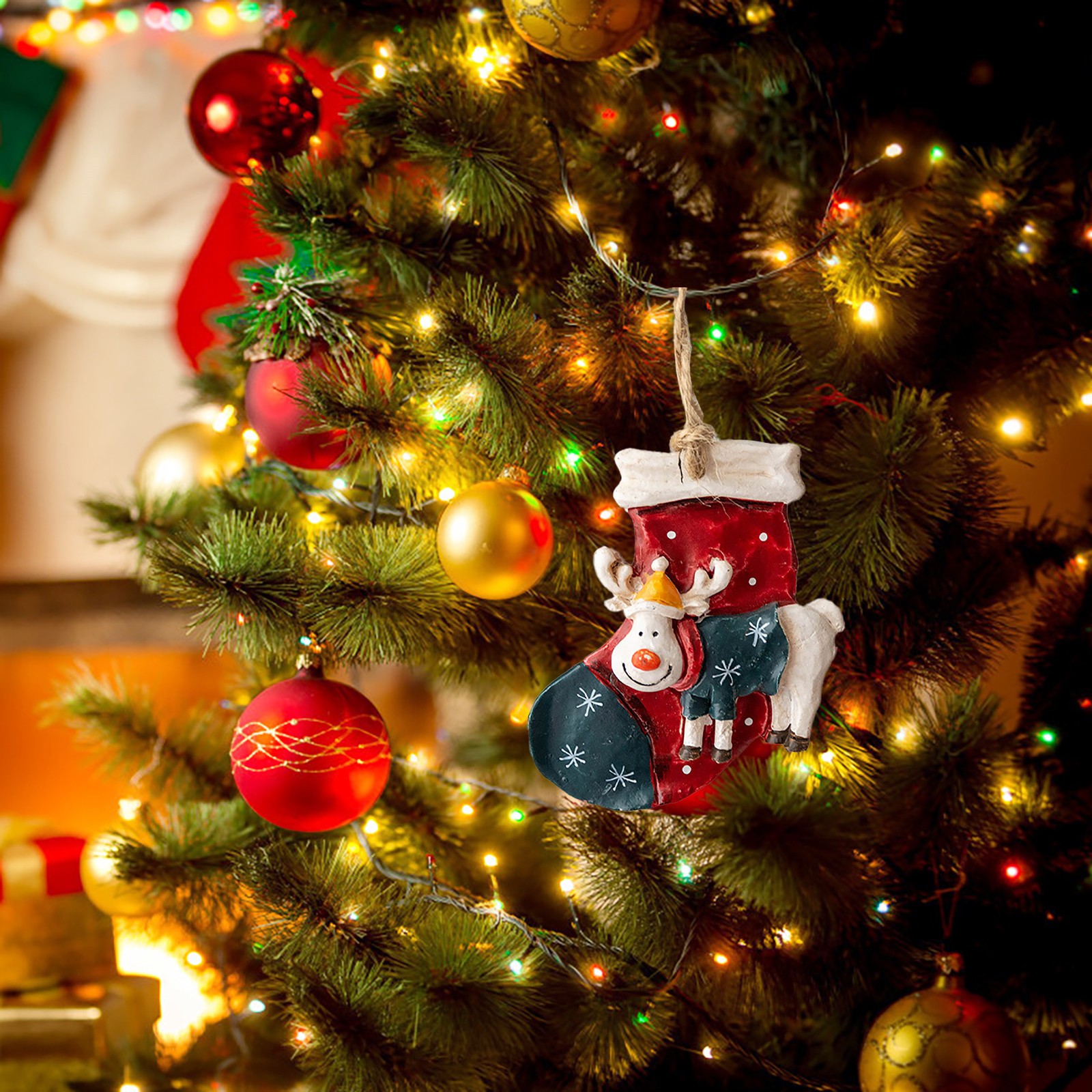 Home Decor Resin Ornament Retro Christmas Ornament Decoration Sock Santa Claus Room&nbsp;Decor Wall Bedroom Bathroom Kitchen