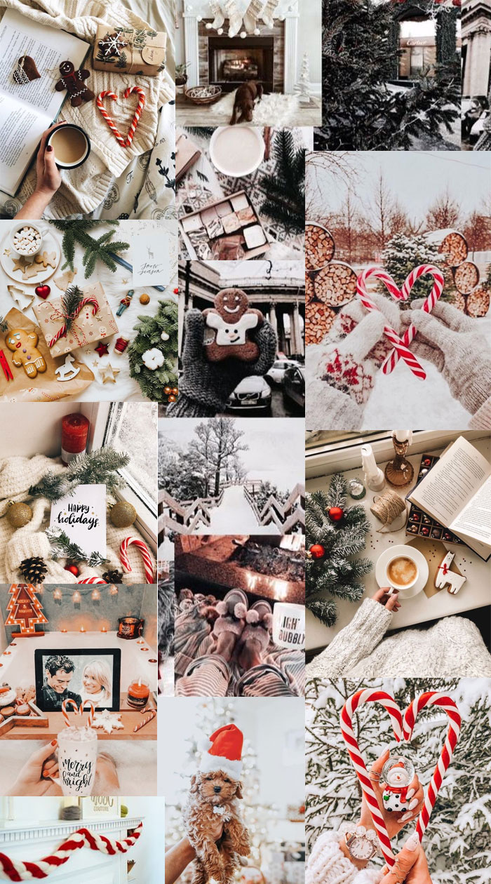 White Winter Collage Wallpaper Ideas