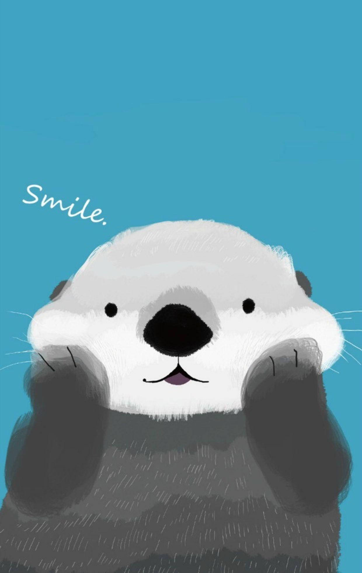 Download Smiling Otter Digital Art Wallpaper