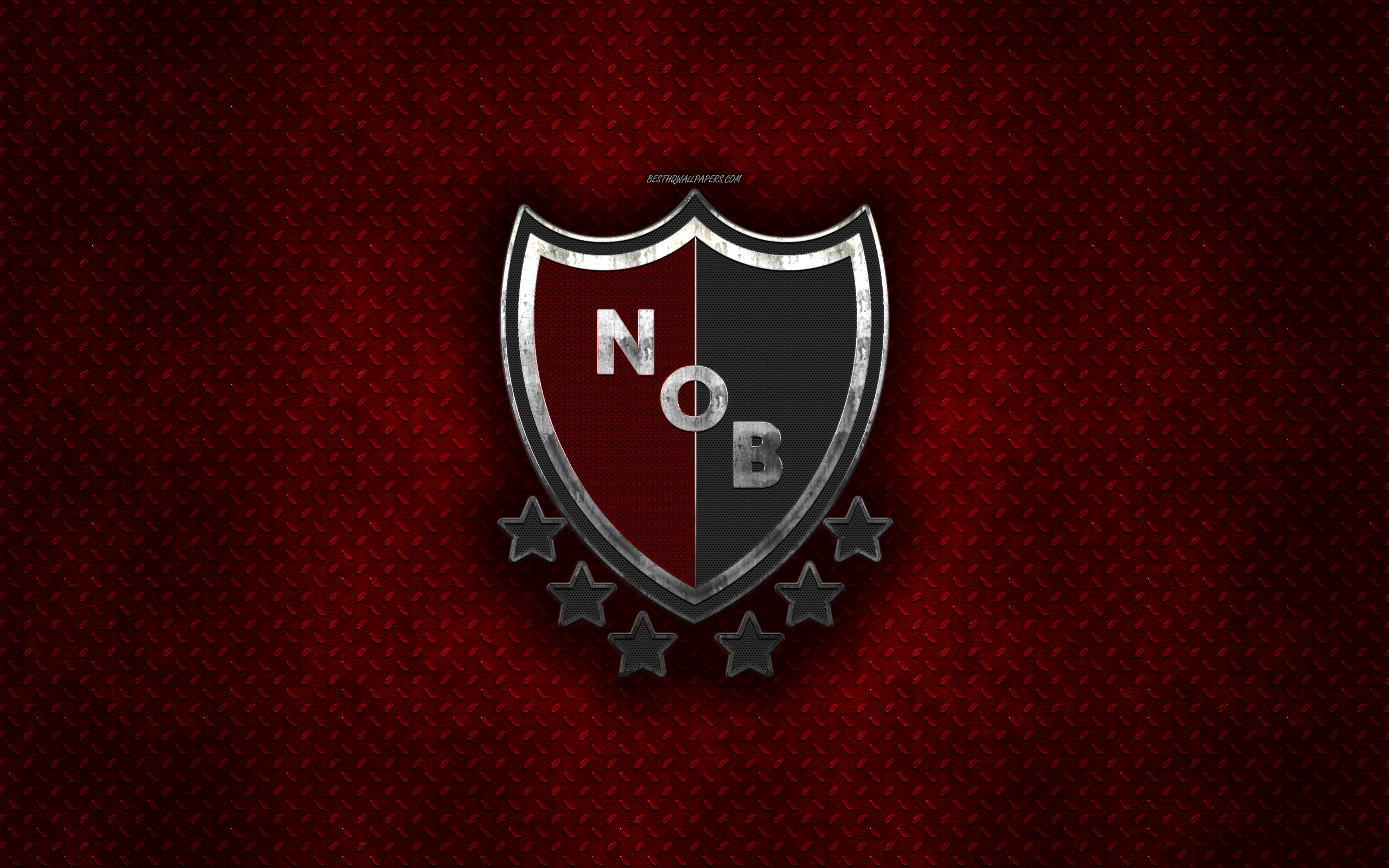 Download wallpaper Newells Old Boys, Argentine football club, red metal texture, metal logo, emblem, Rosario, Argentina, Argentine Primera Division, Argentine Superleague, creative art, football for desktop with resolution 2560x1600. High Quality HD