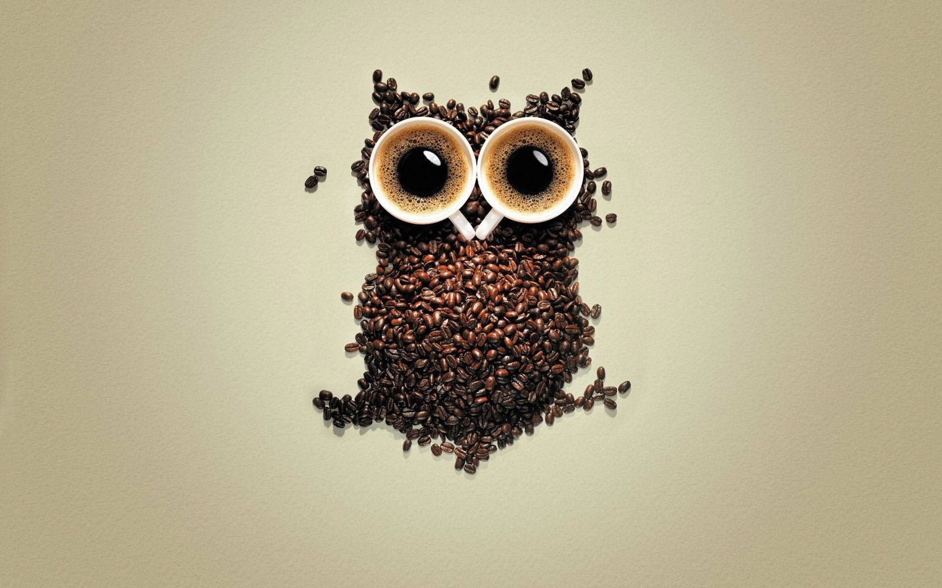 Download Cute Owl Coffee Art Wallpaper