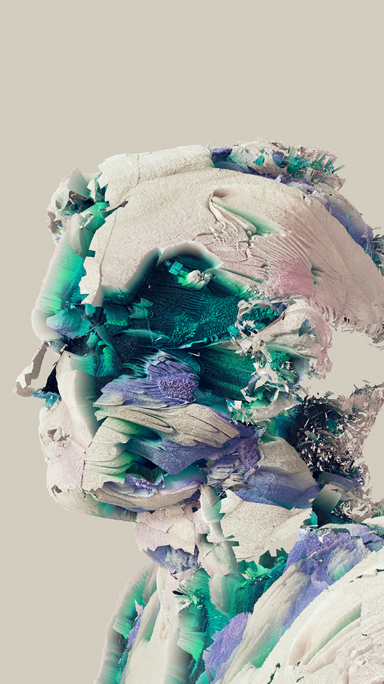 face abstract 3D illustration art green