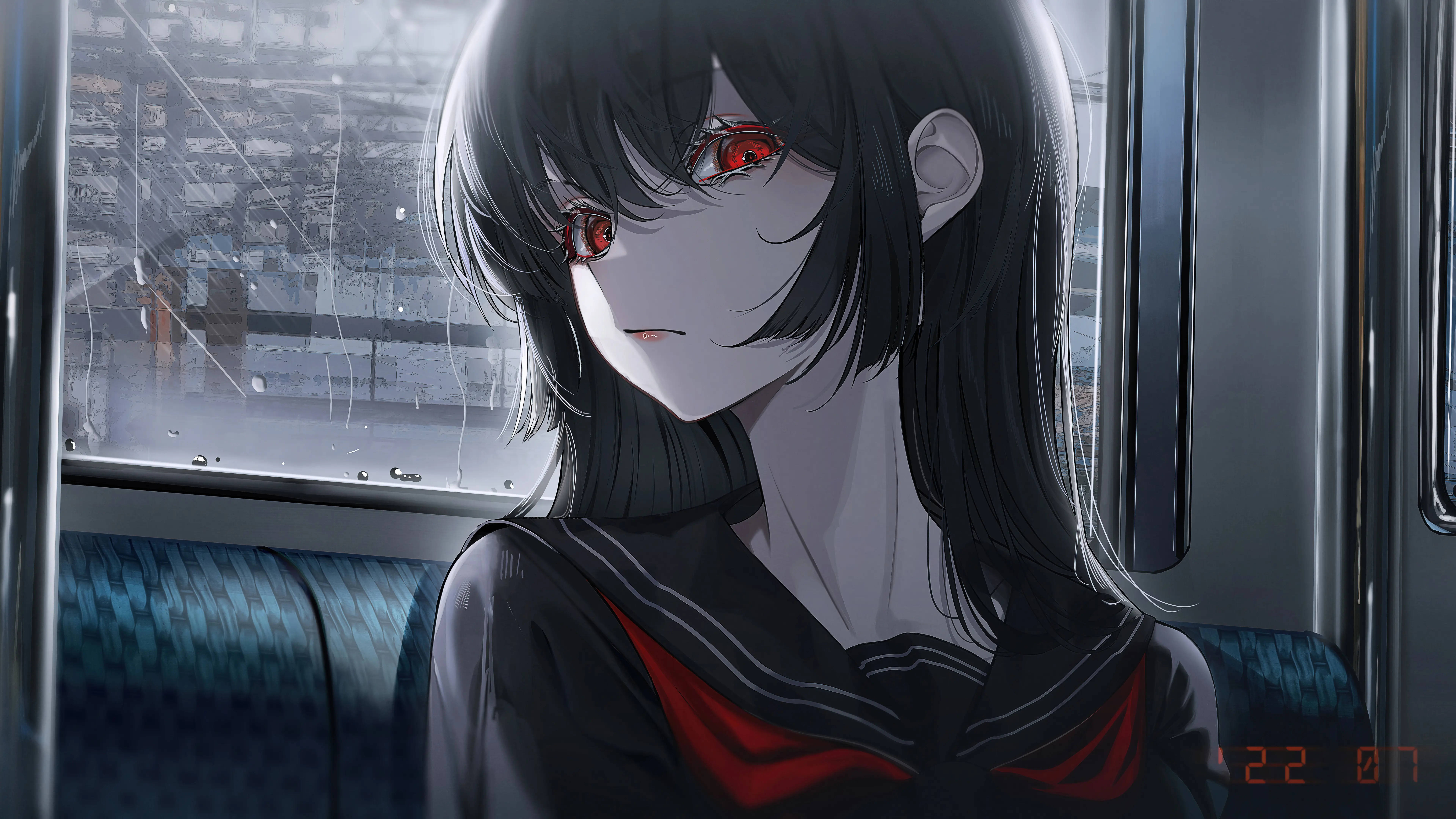 Download 8k Anime Red Eyed Girl Wallpaper