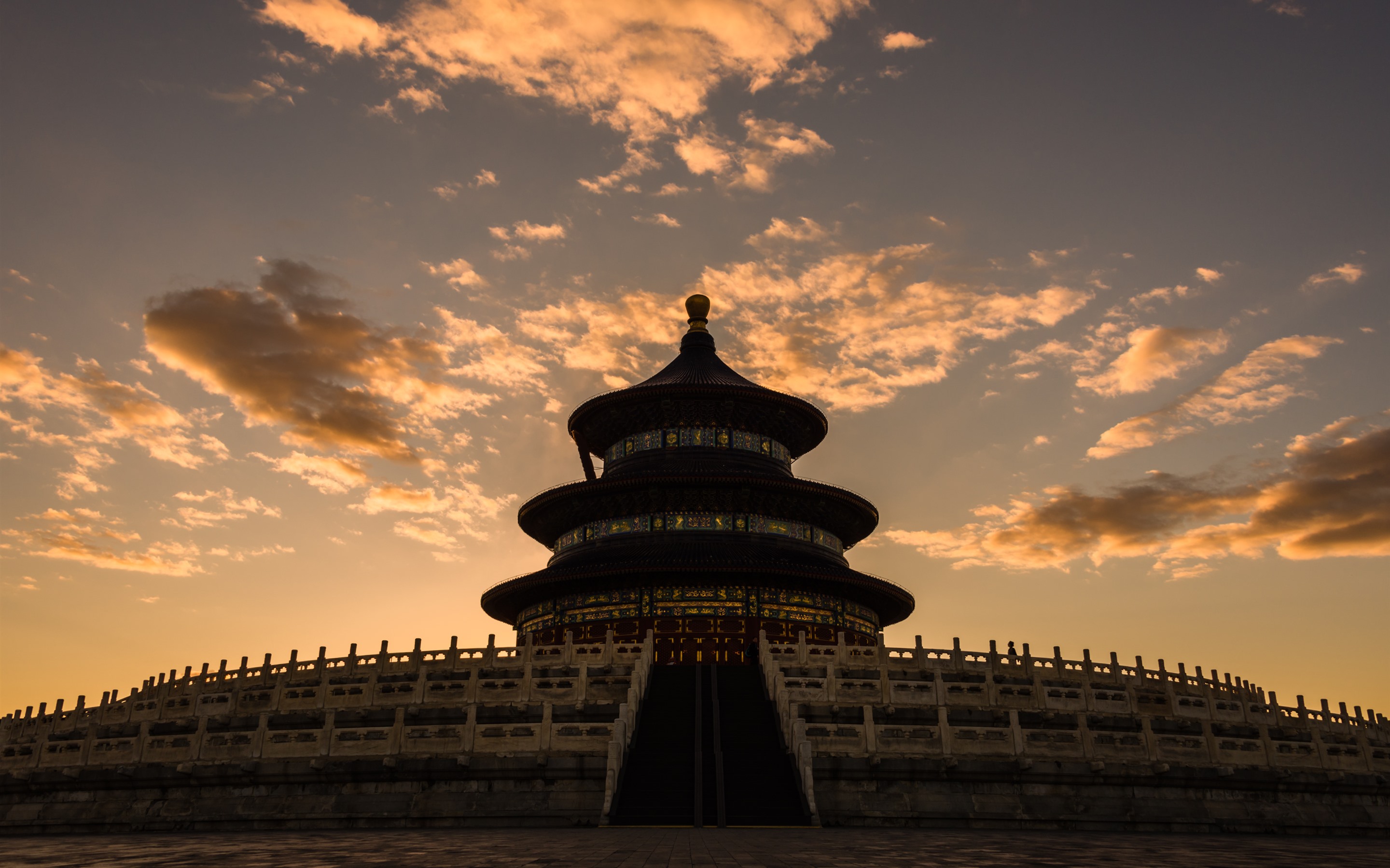 Wallpaper Temple of Heaven, dusk, clouds, Beijing, China 2880x1800 HD Picture, Image