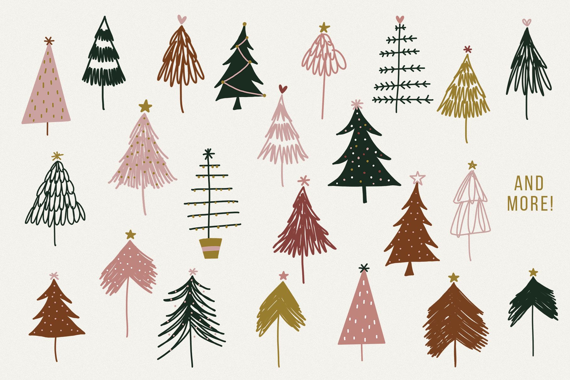 Boho Christmas Trees Clipart Modern and Messy Christmas. Christmas tree clipart, Modern christmas tree, Christmas tree art