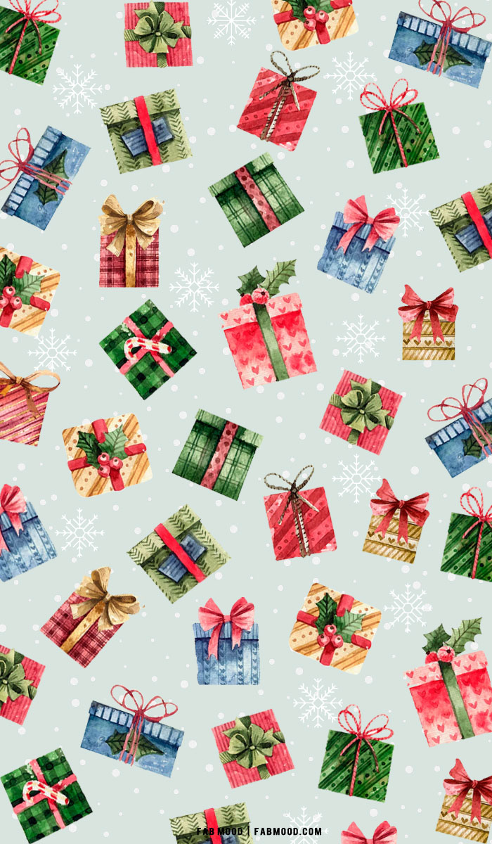 Christmas Aesthetic Wallpaper, Mix & Match Presents Wallpaper