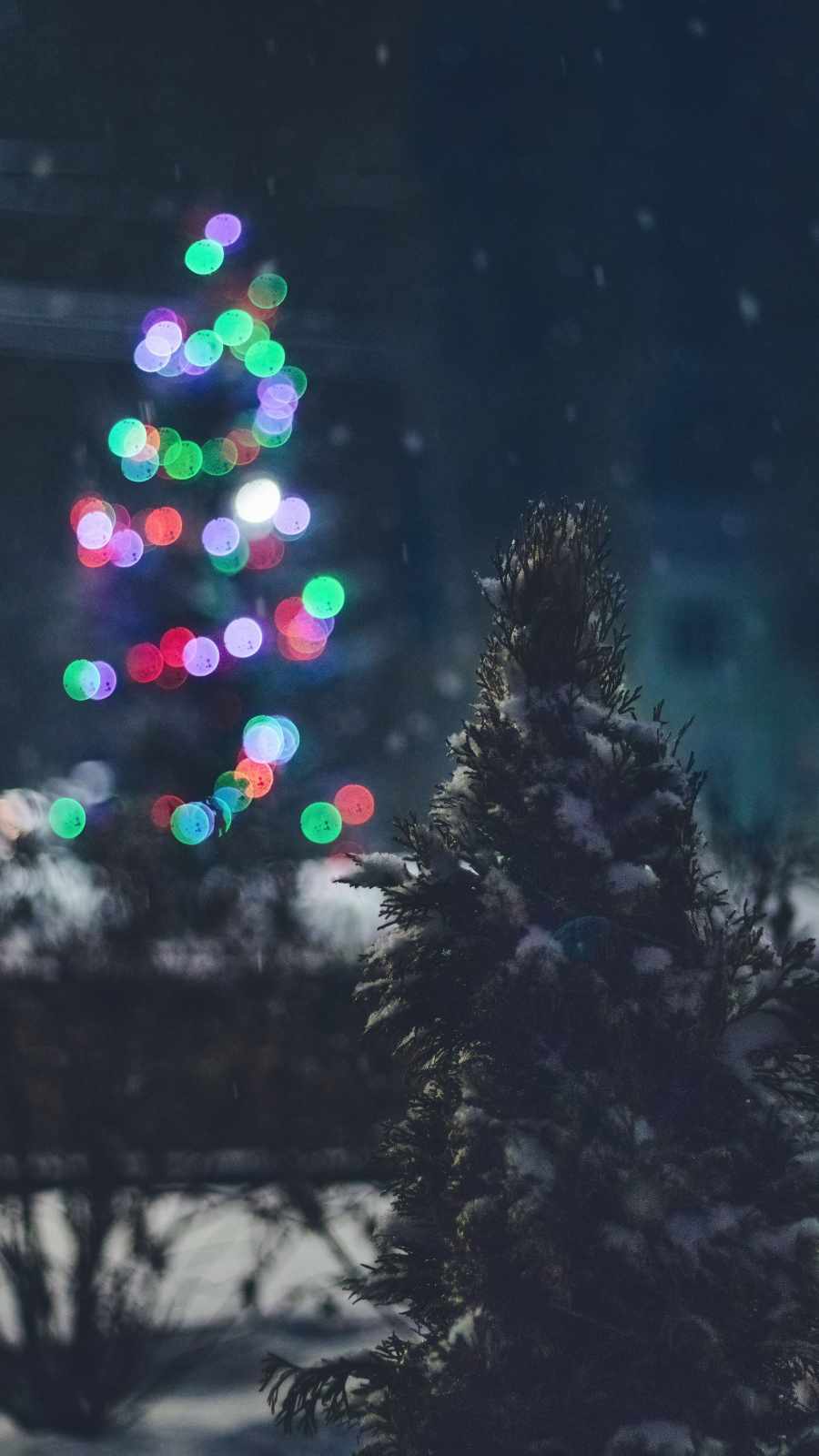 Christmas Tree Lights Snow IPhone Wallpaper Wallpaper, iPhone Wallpaper